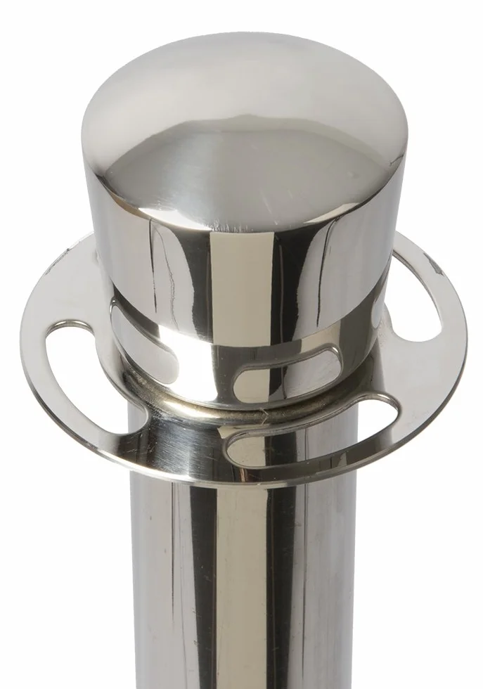SECURIT - Set di Colonnina e Base per Sistema Barriera Classic - Per Bar, Ristoranti, Pub, Negozi - Testa Piatta - 4 Punti Di Connessione - Antigraffio e Protezione del Pavimento - Acciaio Inox