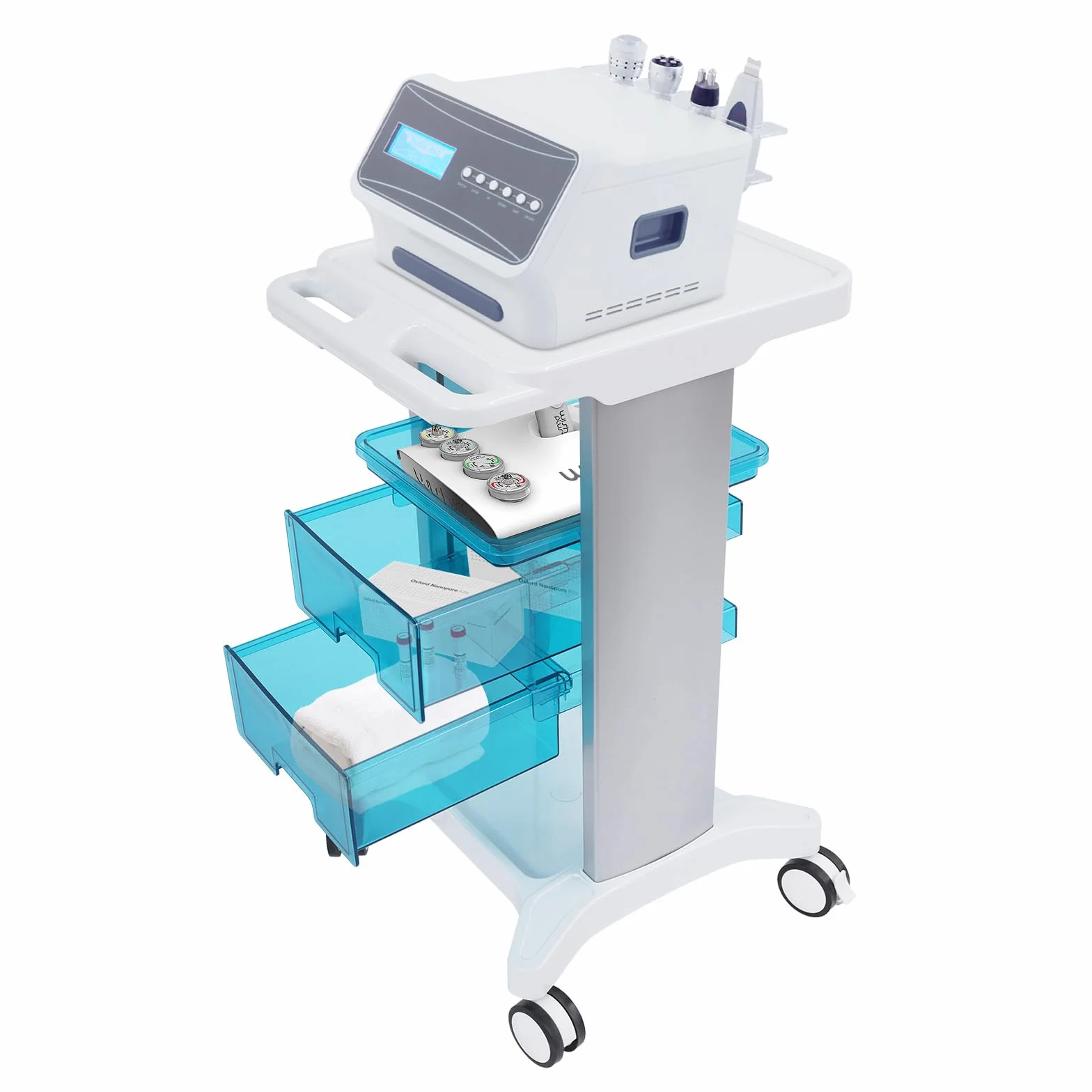 Carrello da laboratorio multifunzione con 2 cassetti e 2 ripiani superiori, carrello medicinale beauty cart Carrello medico fino a 100 kg per laboratorio clinica salone