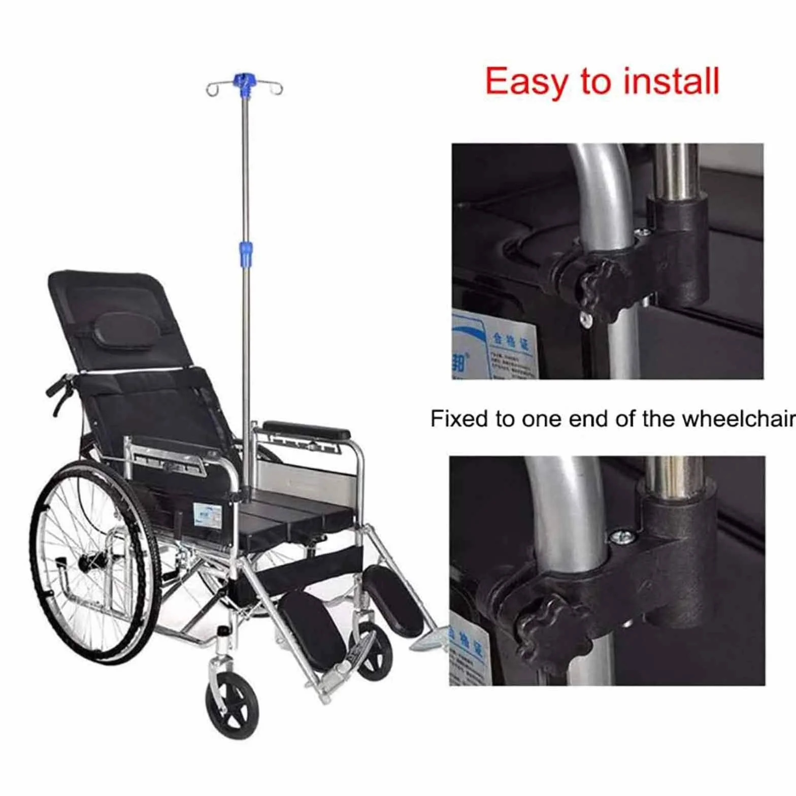 IV Asta Portaflebo Retrattile, Supporto per flebo per Sedia a rotelle, Asta per flebo con Acciaio Inossidabile, espositore per espositore Regolabile in Altezza