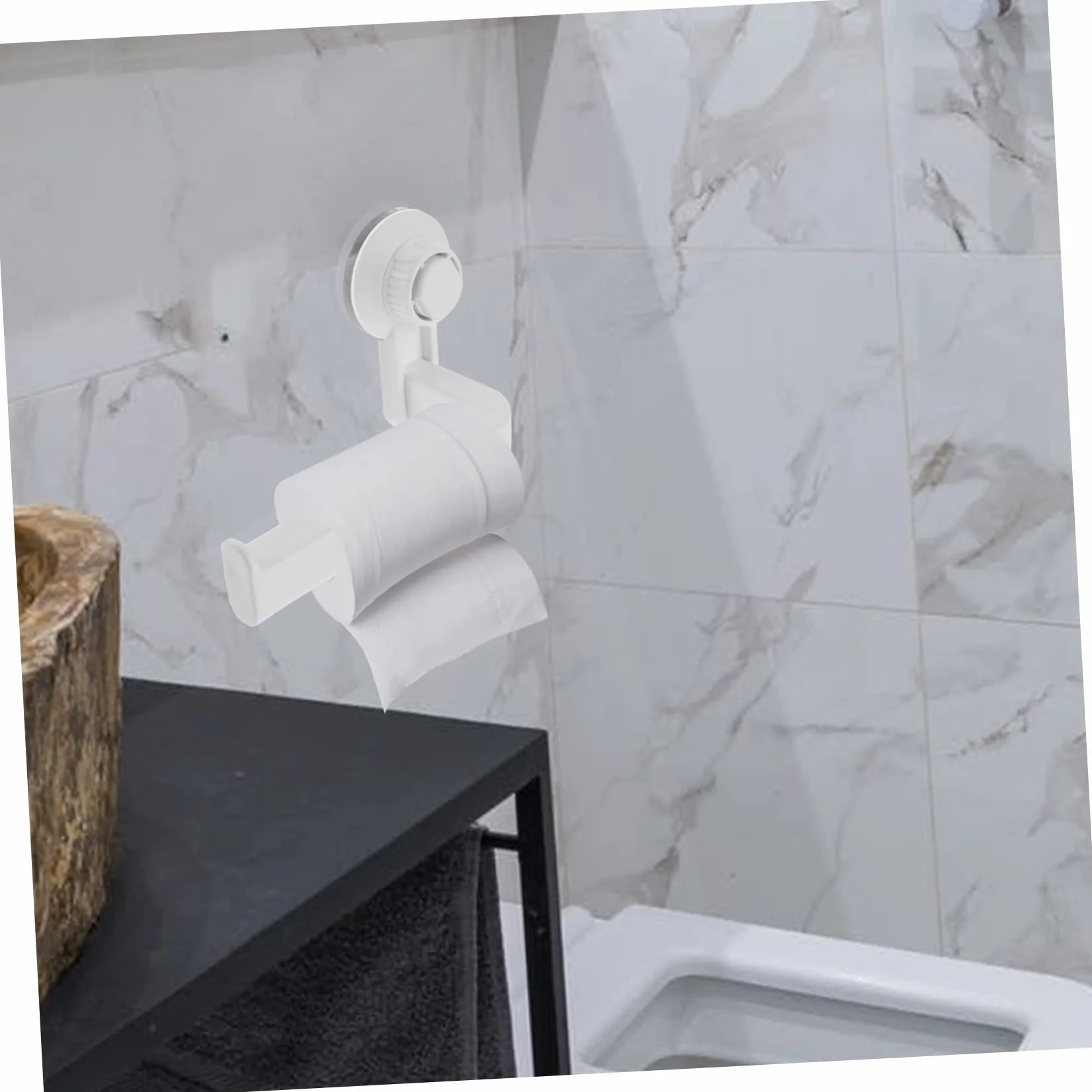 Operitacx Porta Rotolo Carta Igienica Nero in Abs per Bagno Moderno senza Forare Parete, Design Semplice, Salvaspazio e Facile da Pulire, per Bagno di Casa e Hotel