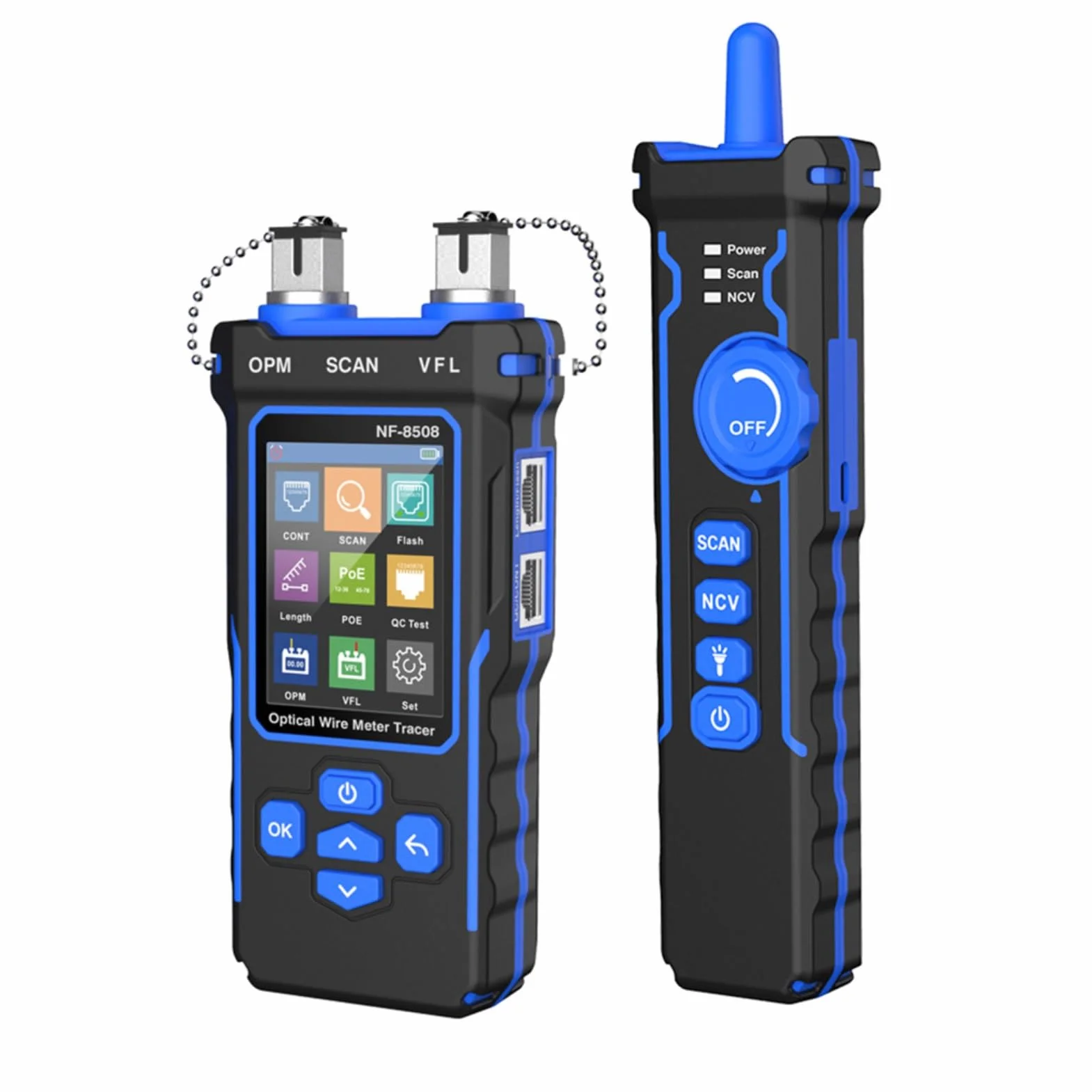 Jadeshay Tester Cavi di Rete Tester Multifunzione per Cavi Ethernet con Misuratore Potenza Ottica e Poe Localizzatore CAT5 CAT6 RJ45 con Generatore Toni e Tracciatura NCV Ricarica Type-C
