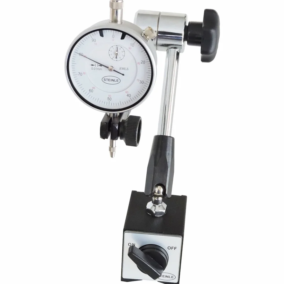 STEINLE - Supporto magnetico, morsetto centrale, incluso comparatore con range di misura 10/0,1 mm