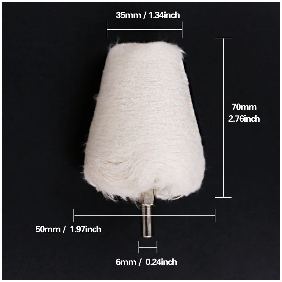 Swpeet 5 pz bianco conica in flanella lucidatura mola testa 1/10,2 cm manico per metallo alluminio acciaio INOX cromato