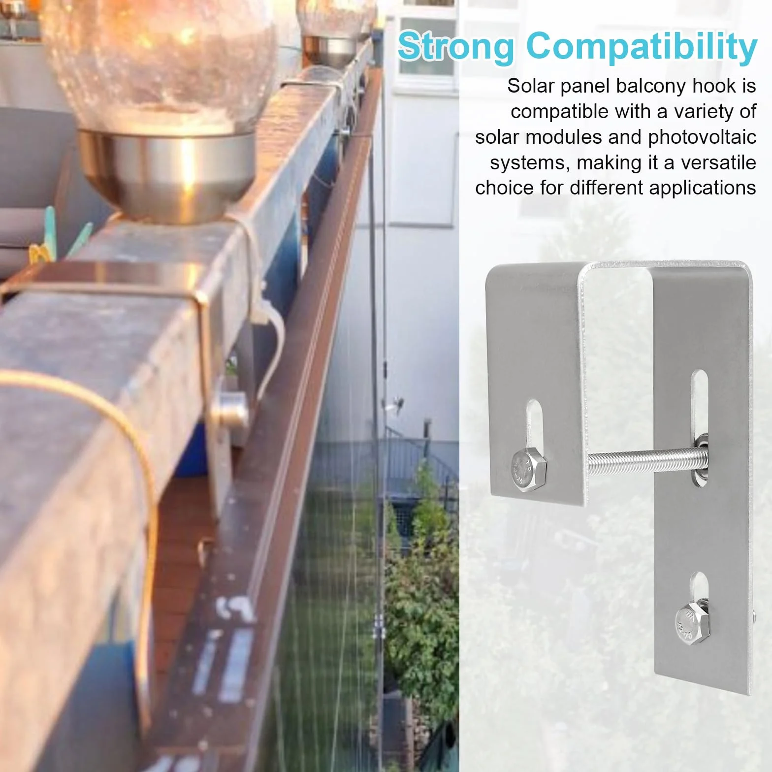 Supporto per pannello solare in acciaio inox per balcone