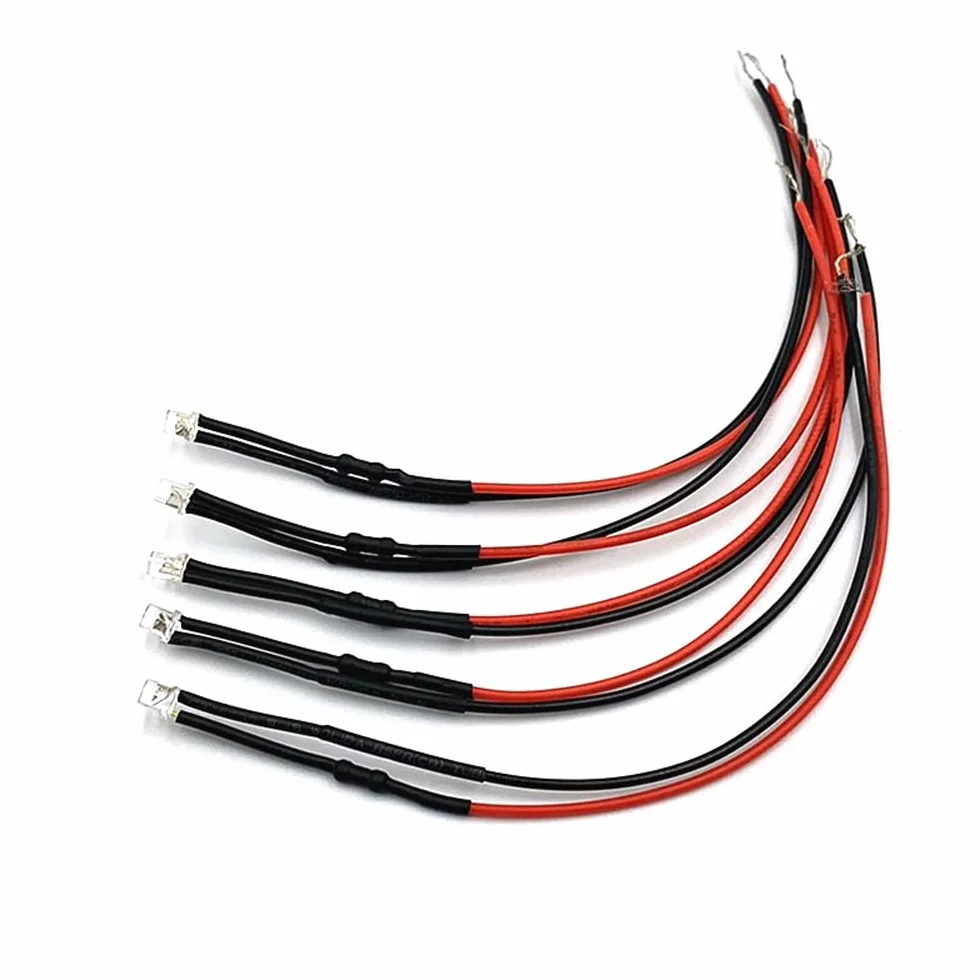 10 pezzi 5mm Lampadine a Diodi LED Pre-Cablati Piatti a Angolo Largo Ultra Luminosi 3V 5V6V 9V 12V 24V 36V 48V 110V 220V (Colore: Bianco, Dimensione: 5V6V)