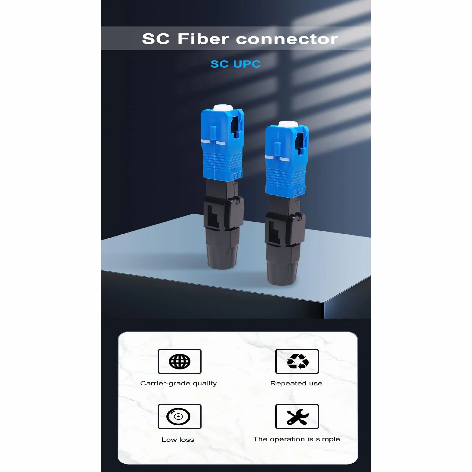 Connettore SC Fibra Ottica Monomodale Adattatore Rapido Kit Terminazione Plastica