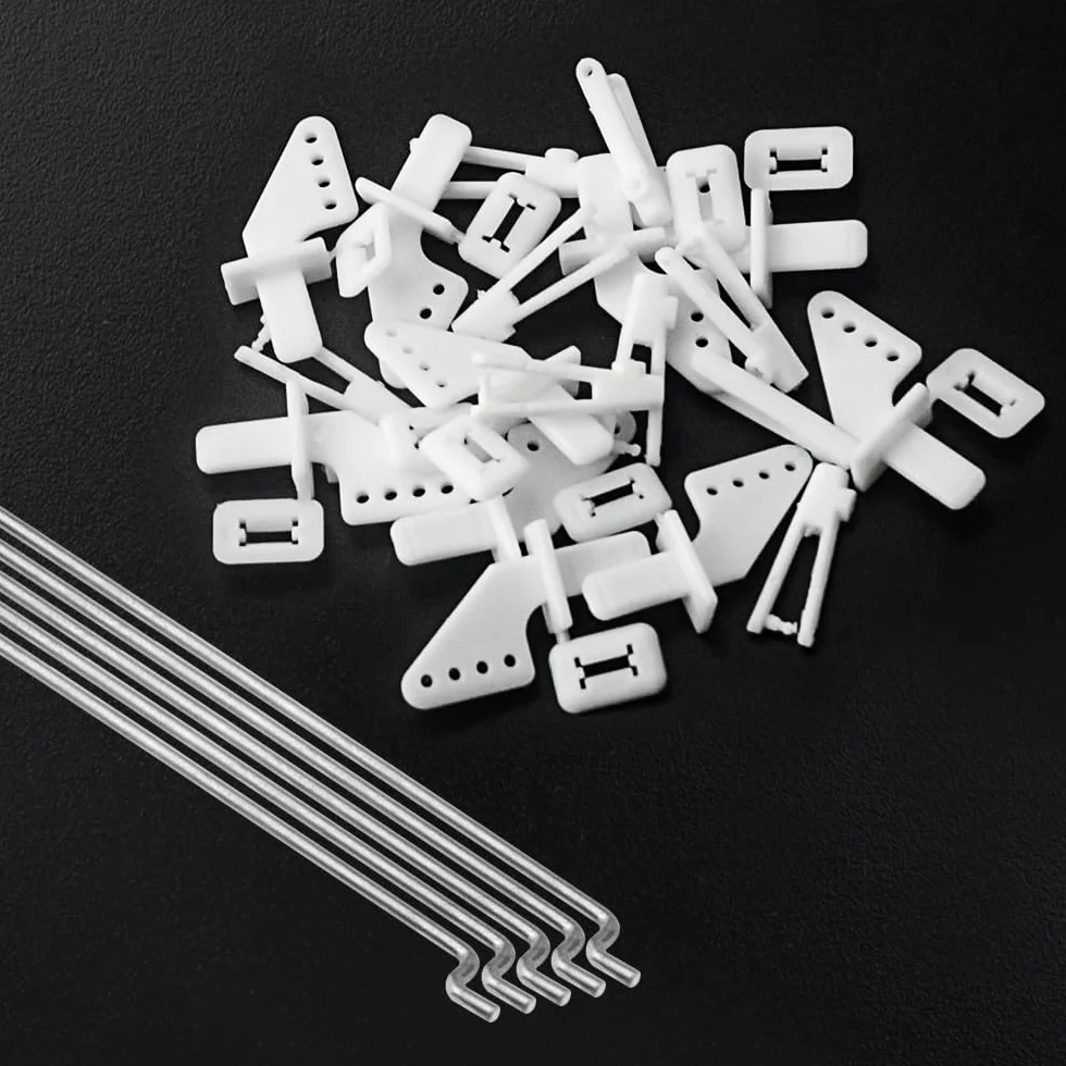 10 pezzi in acciaio 1,2 x 260 mm + 10 clacson in nylon micro controllo 20 x 11 mm 4 fori per RC aereo fai da te
