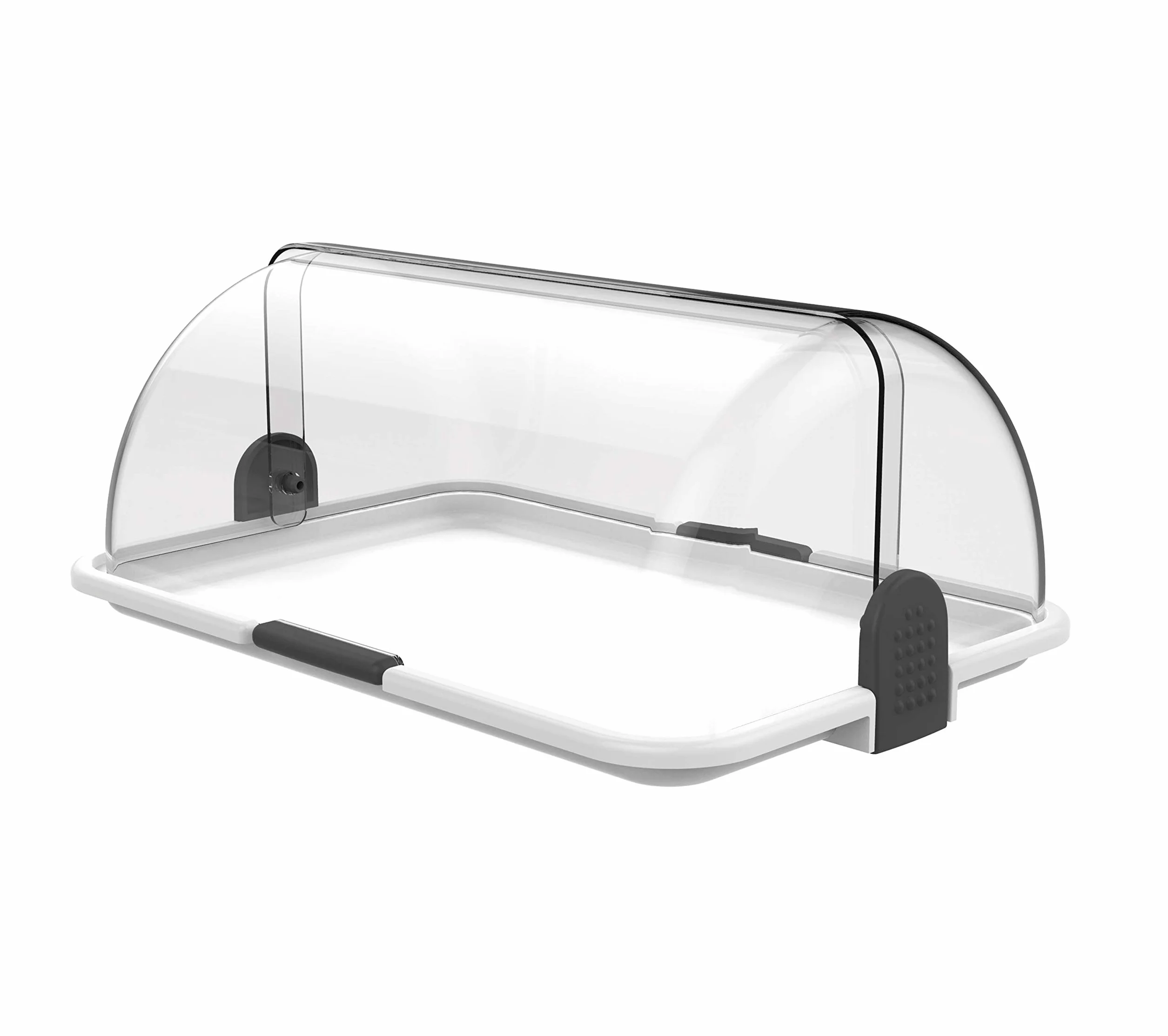 Biesse - Polibox, Vetrinetta Espositiva, Contenitore Porta Alimenti in Plastica trasparente con doppia apertura - singola grande (Bianco)