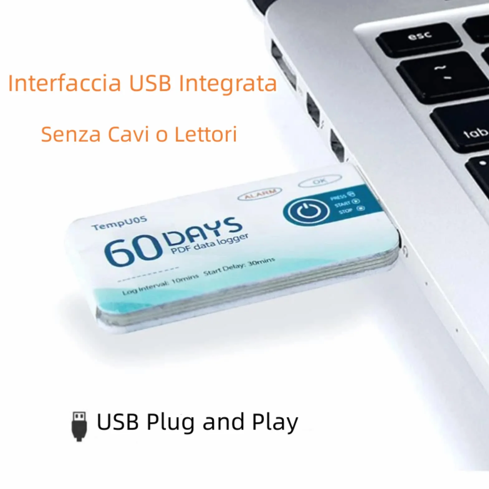 TempU05 Registratore di Dati di Temperatura USB Monouso, Registratore di Dati ad Alta Precisione Registratore di Temperatura per il Monitoraggio di Alimenti, Farmaci, Prodotti Chimici