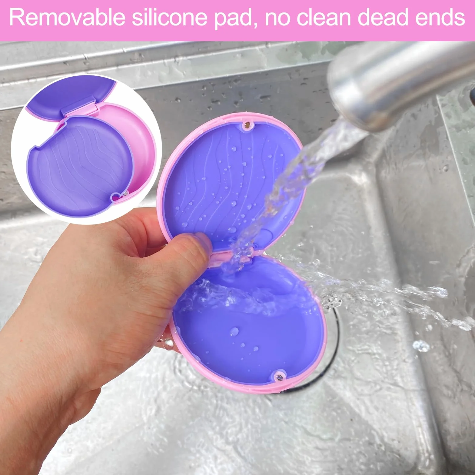 Avesteir 2 pezzi porta apparecchio denti, caso per dentiera, custodia bite dentale, contenitore per protesi dentarie, scatola ortodontica, Resistente e Facile da Pulire, per aligner (Rosa e blu)
