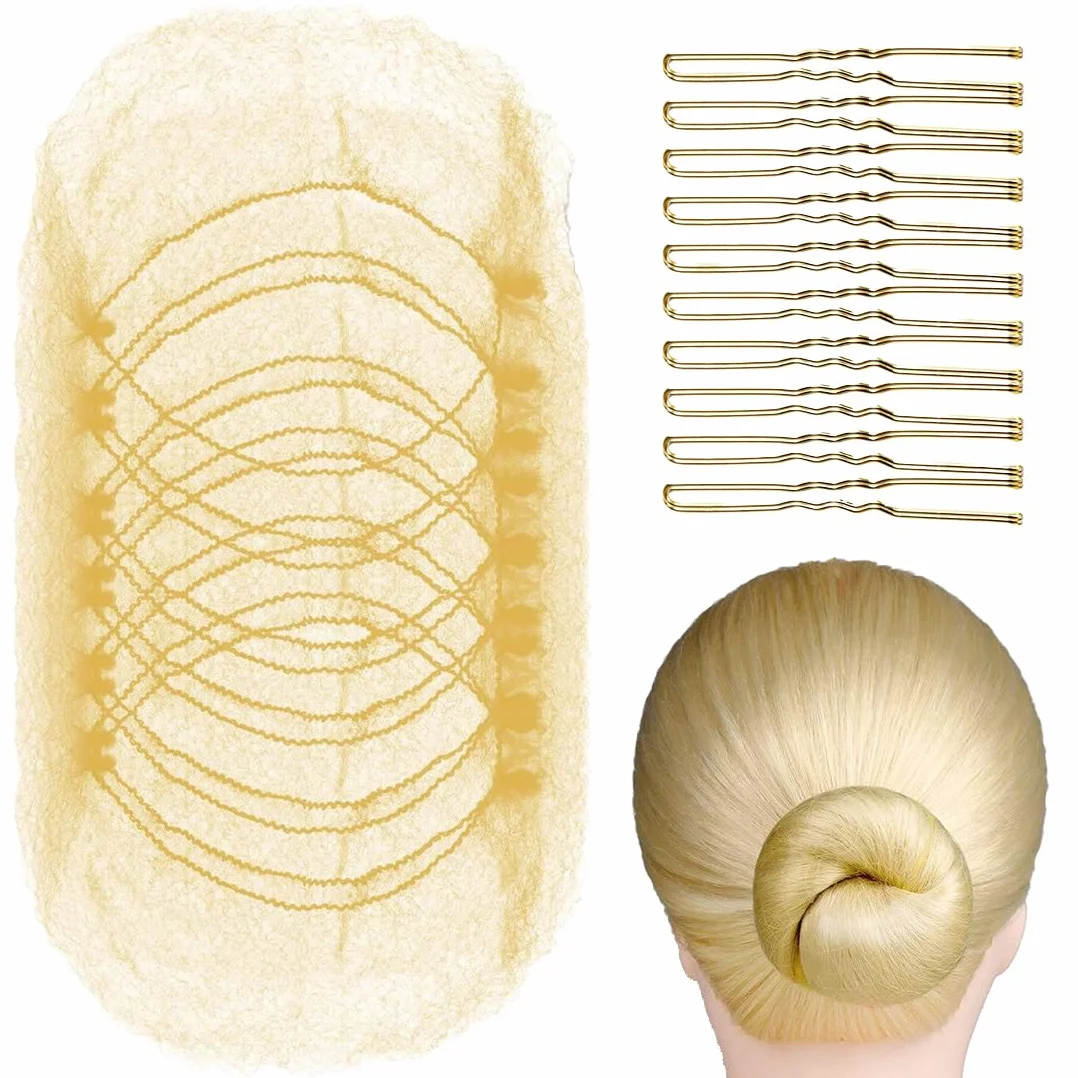 Retine Capelli Chignon 20 Pezzi Invisibili 40 Forcine Capelli Forma U Elastiche Oro