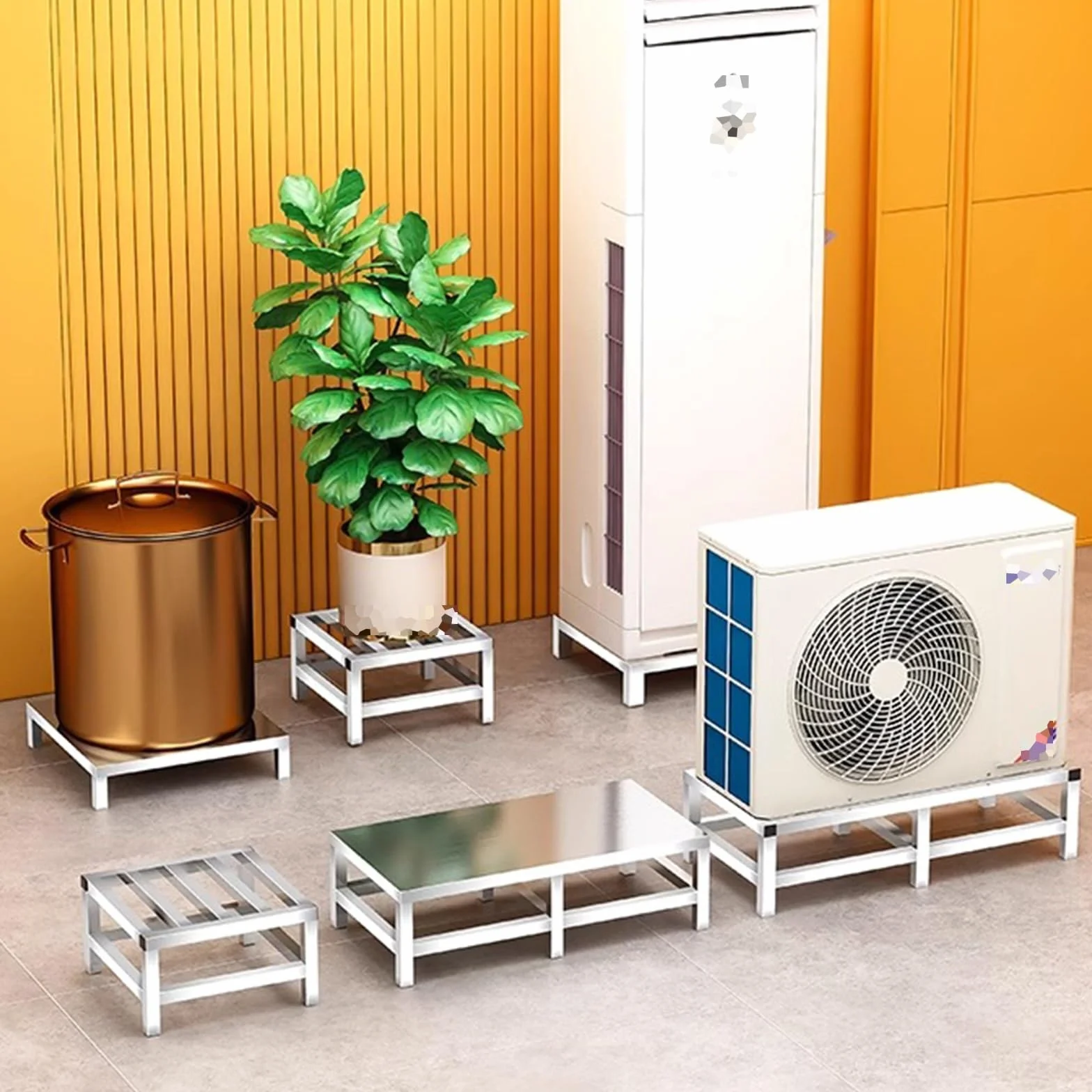 Base Per Condizionatore D'aria Rialzata, Pallet In Acciaio Inossidabile Carico Rastrelliere Di Stoccaggio, Monoblocco Quadrato Ripiano Per Vasi Portafiori Per Casa Magazzino Supermercato(30x30x15cm)