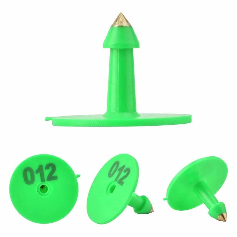 100 Pezzi Rotondi in Plastica per Bestiame, Numerate 1-100, Etichette per Orecchie per Bovini, Etichette per Orecchie per Bestiame, Per Bovini, Mucche, Cavalli, Suini, Pecore, Capre(Verde)