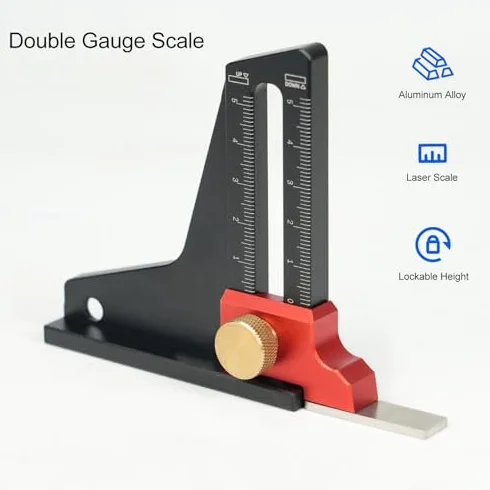 Calibro di Altezza in Lega di Alluminio 0-50 mm Strumento per Lavorazione del Legno Righello di Profondità