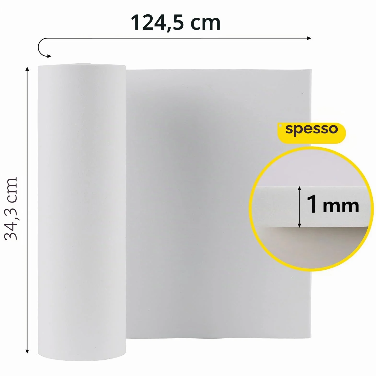 Eva Foam Bianca 1mm 34x124.5cm Alta Densità 86kg/m3 per Cosplay Fai da Te