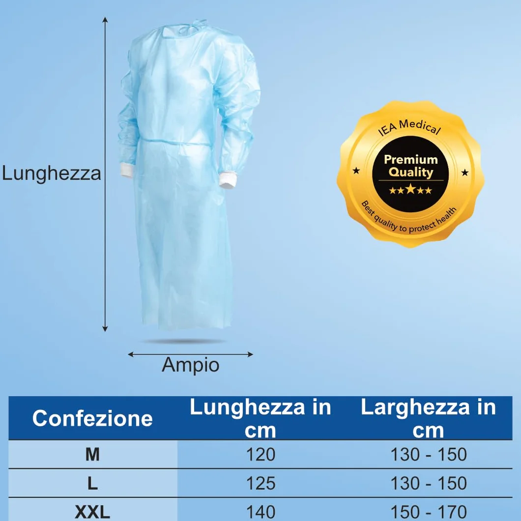 Camice Protettivo Monouso XL 10 Pezzi IEA Medical Antivirale Privo di Lattice