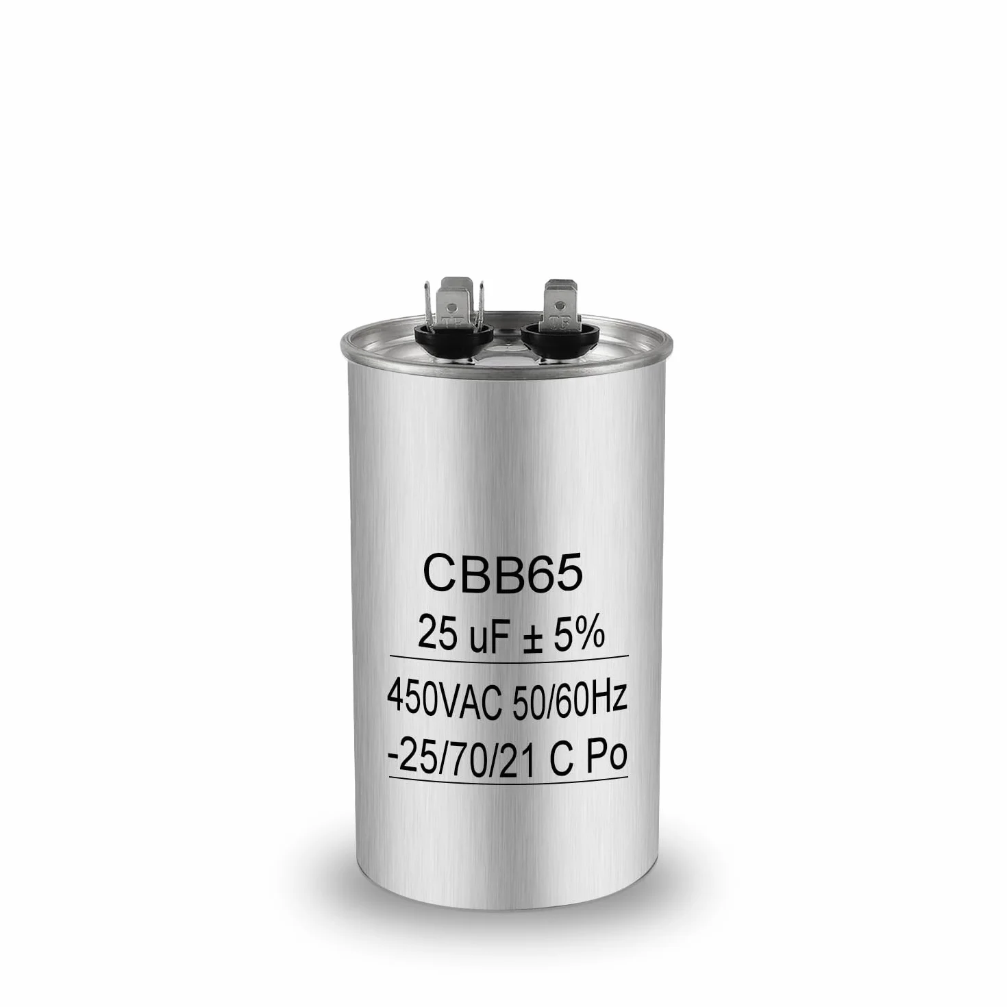 Condensatore motore CBB65 25uF 450V AC 50/60Hz auto-guarigione alloggiamento metallo per aria condizionata