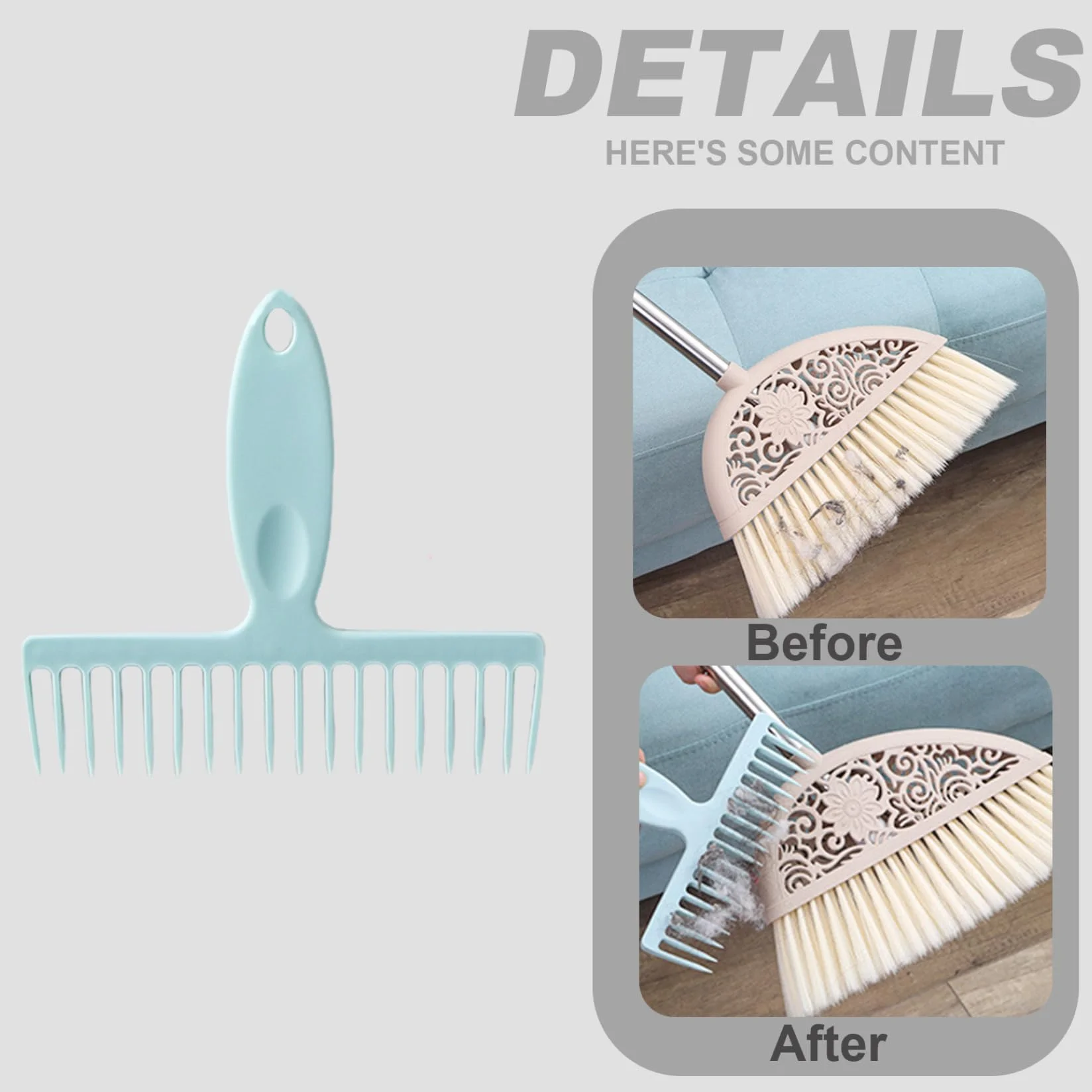 Spostamento della scopa strumenti di pulizia del pettine per pulire gli strumenti di pulizia dei capelli di scopa con manico e foro appeso utilizzato per pulire in camera da letto e scarichi del bag