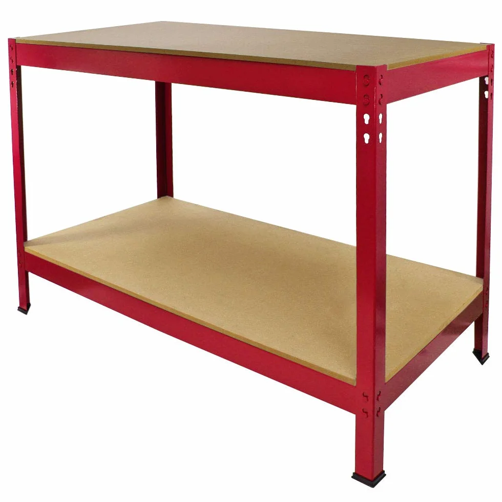 Monster Racking - Tavolo da Lavoro Q-Rax Banco ad Incastro in Acciaio Senza Bulloni 120cm x 60cm x 90cm - Rosso