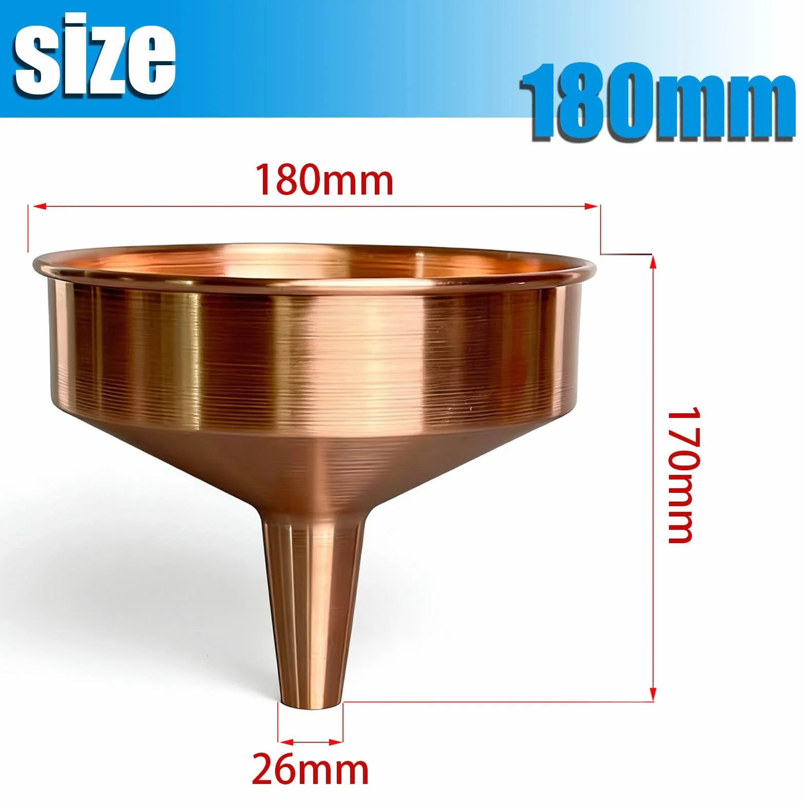 1 Imbuto in rame, Imbuto in metallo, Antiscintilla, Non magnetico, Resistente alla corrosione(180mm/7.09in)