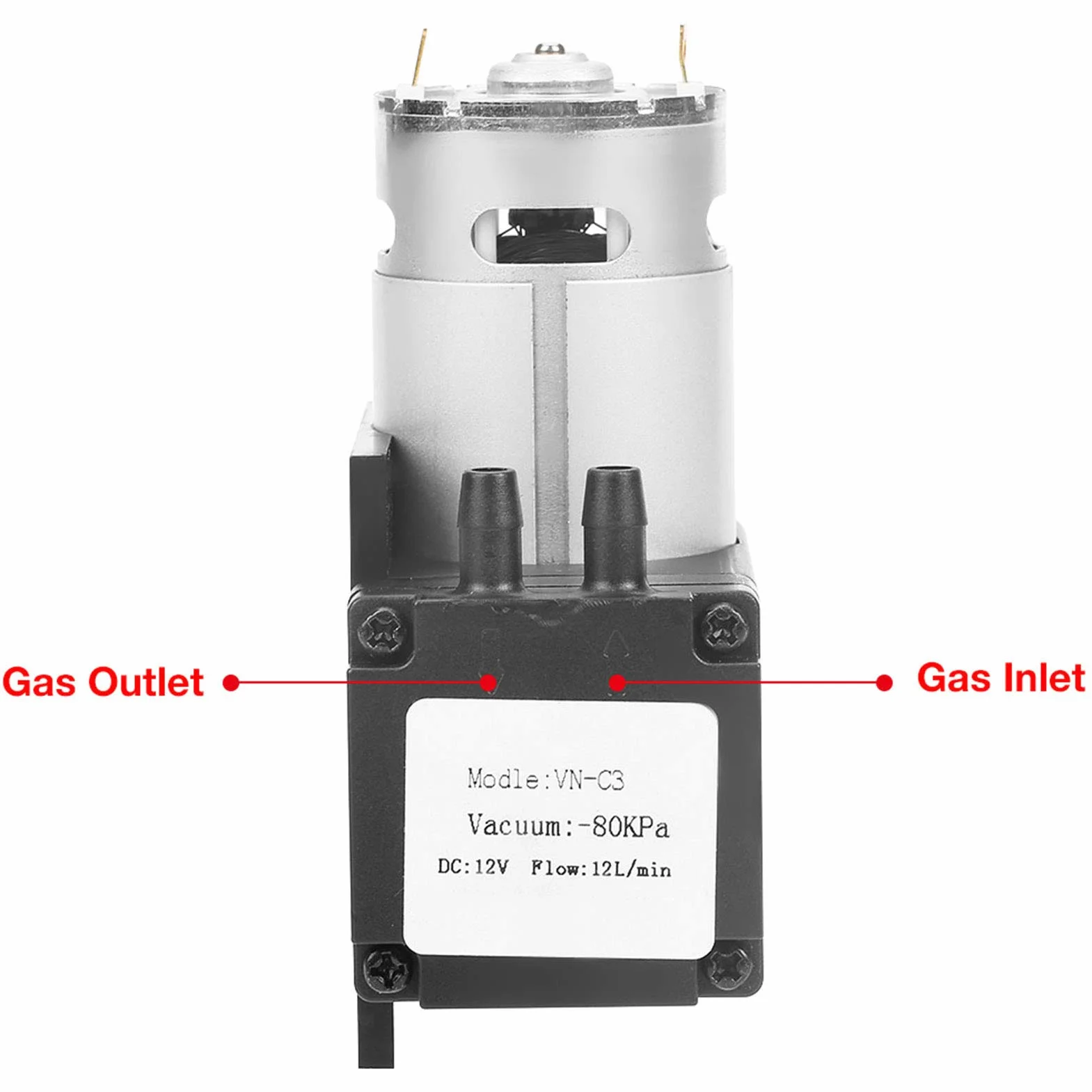 Mini pompa per vuoto DC 12V pompa di aspirazione Mini compressore d'aria 80KPa portata di vuoto 12L/min per gas