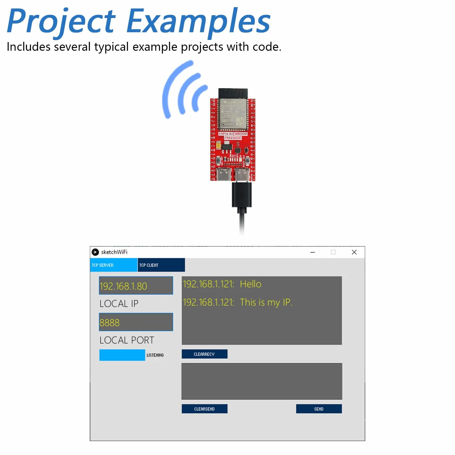 Freenove ESP32-S3 Board Lite 16 MB Flash 2 Pack Dual-core 32-bit 240 MHz Microcontroller Wireless Python C
