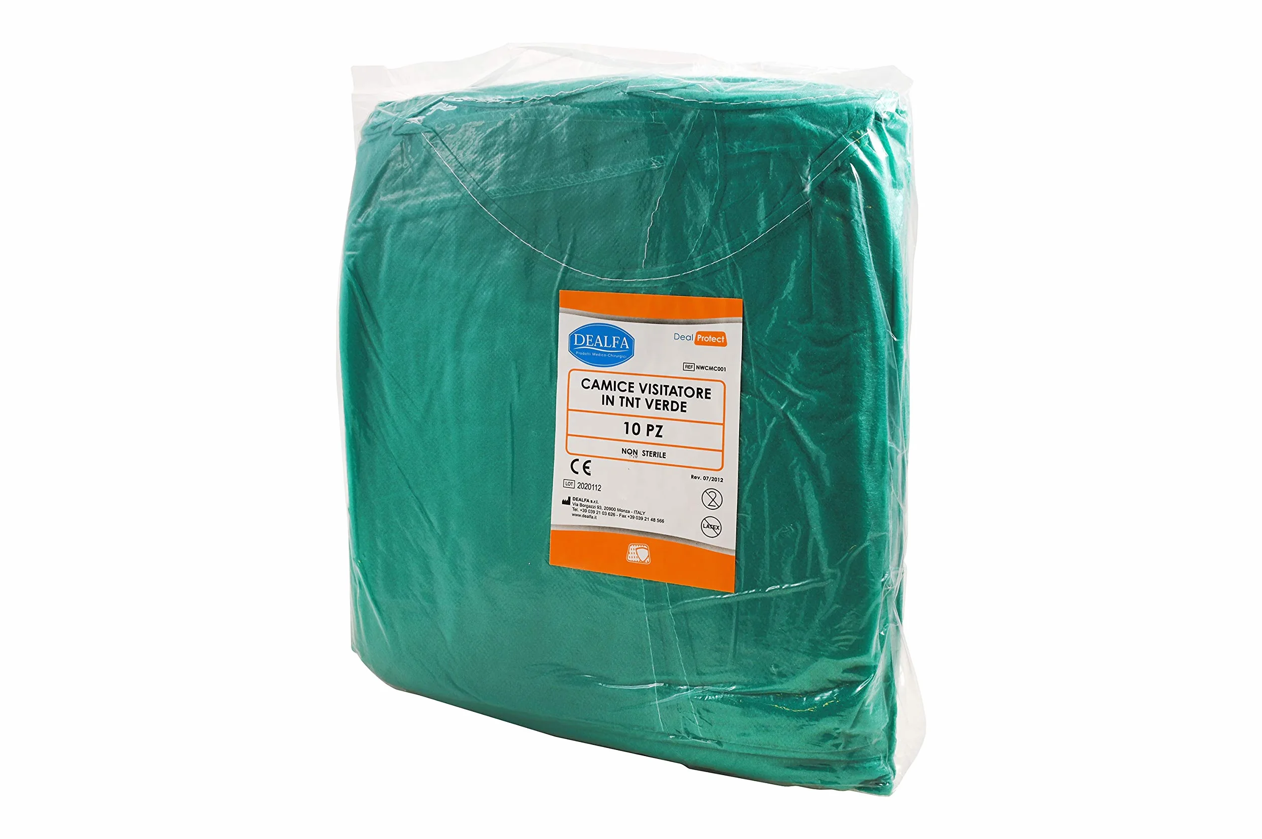 Camice Visitatore TNT Verde 120x140 cm Monouso Confezione 10 Pezzi