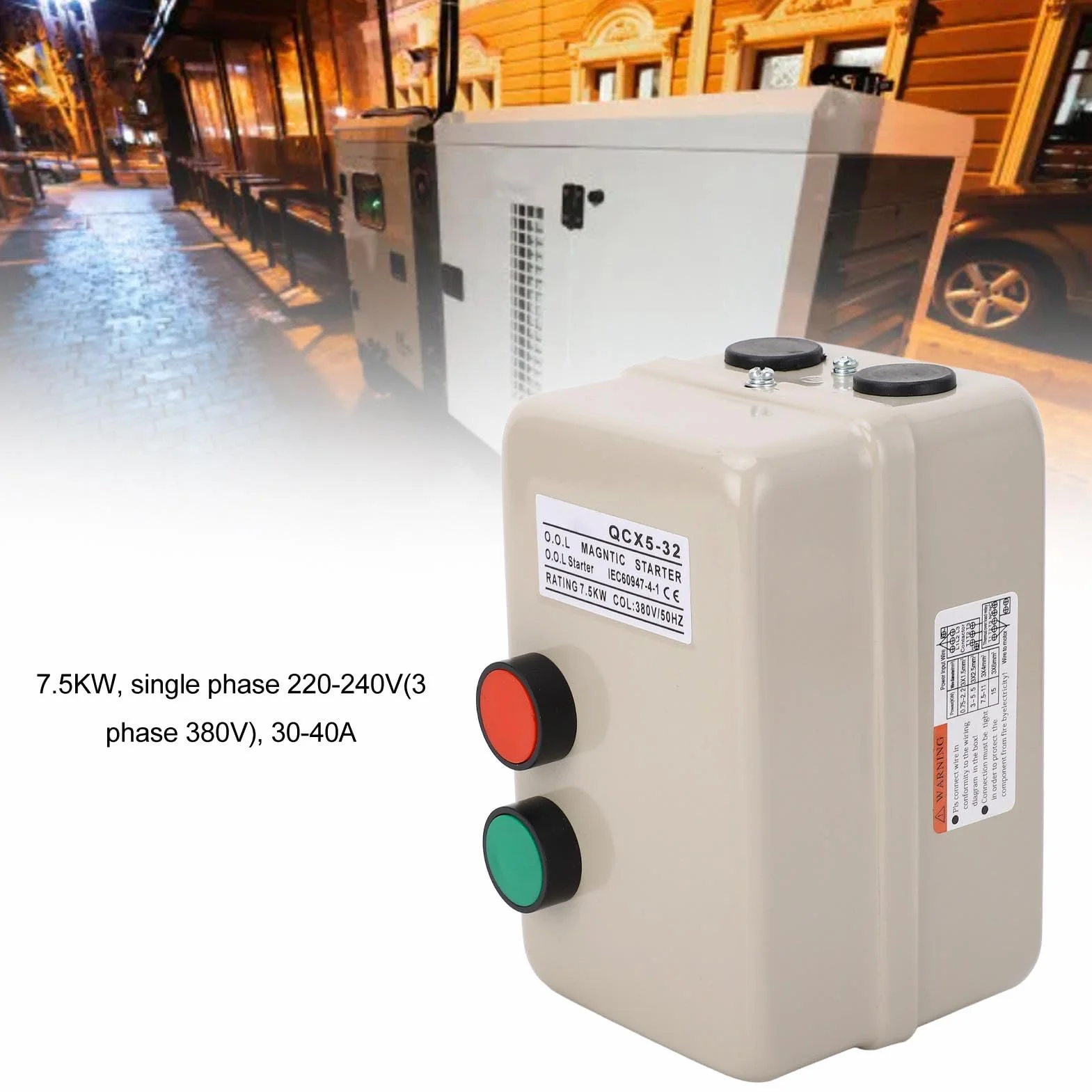 Avviatore Motore Elettrico Magnetico, Avviatore Motore Elettrico Trifase con Scatola di Commutazione Magnetica 380V 20‑A 7,5KW 3HP per Compressore d'Aria