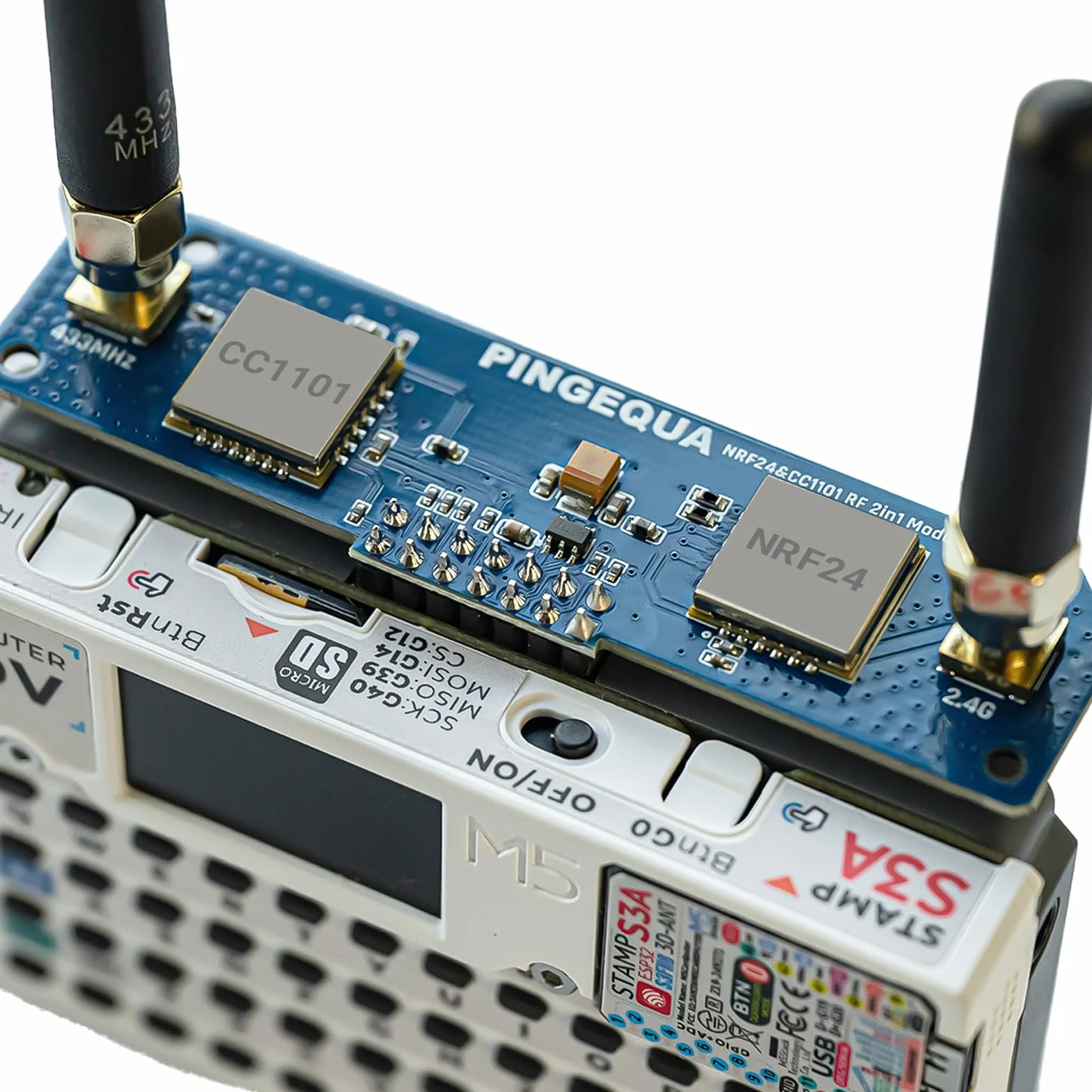 Scheda di sviluppo RF 2-in-1 per M5Stack Cardputer ADV, compatibile NRF24 & CC1101, 2,4GHz & 433MHz, commutazione automatica, protezione SPI/GPIO