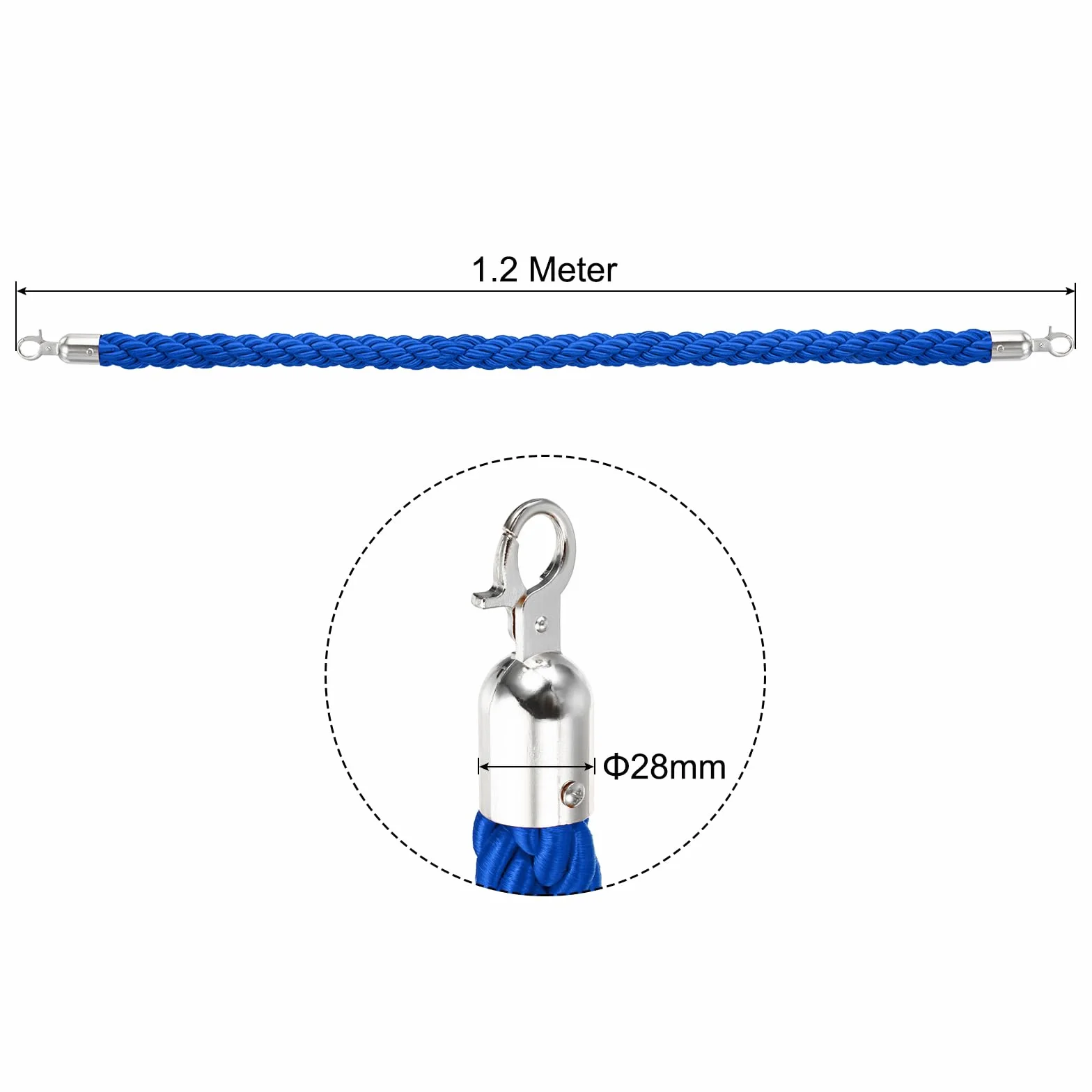 PATIKIL Stanchion Corda, 2Pz 1,2m/3,9 Piedi Barriera Corda Corda di Sicurezza barriera per Pali Stand Coda Divisore Folla Controllo Hotel, Blu Argento
