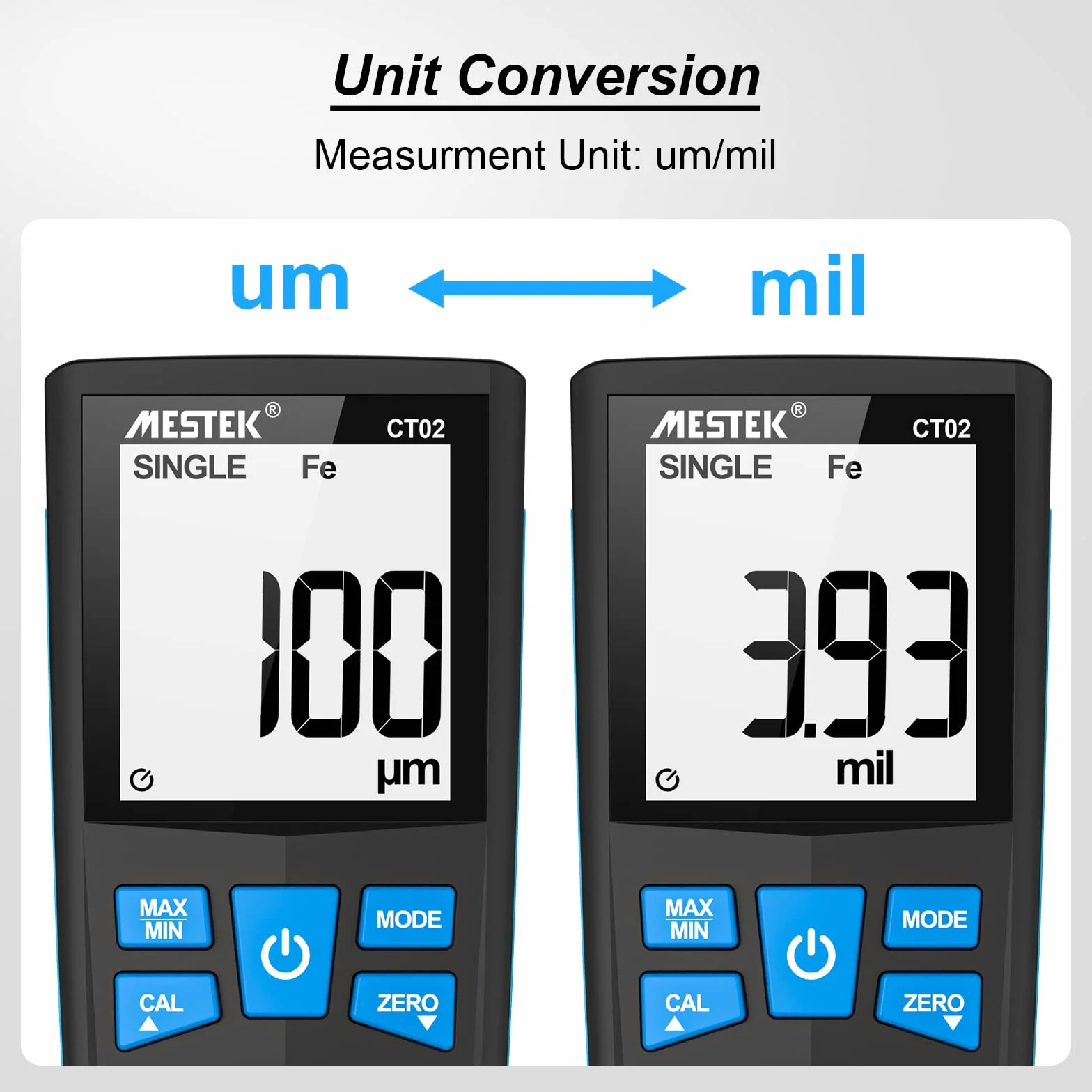 MESTEK Spessimetro Vernice Misuratore di Spessore del Rivestimento 0-1500um LCD-Display 2 Messmodi Hoch/Tief Alarm