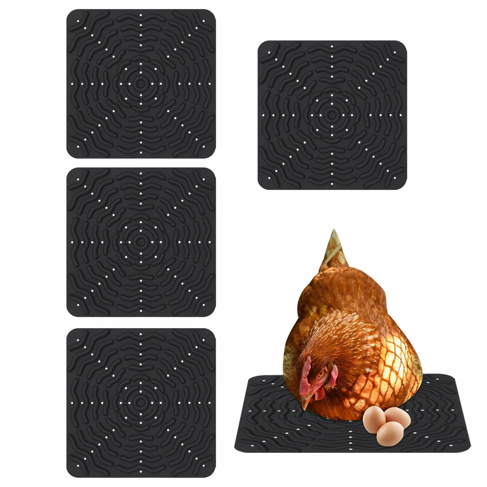 Generico Cuscini Per Cassette - Per Galline Ovaiole | 4 Pezzi Di Materassino Riutilizzabile In Silicone, Per Lettiera Di Galline E Anatre, Per Uso In Pollai Da Fattoria E Nidi Per Pulcini