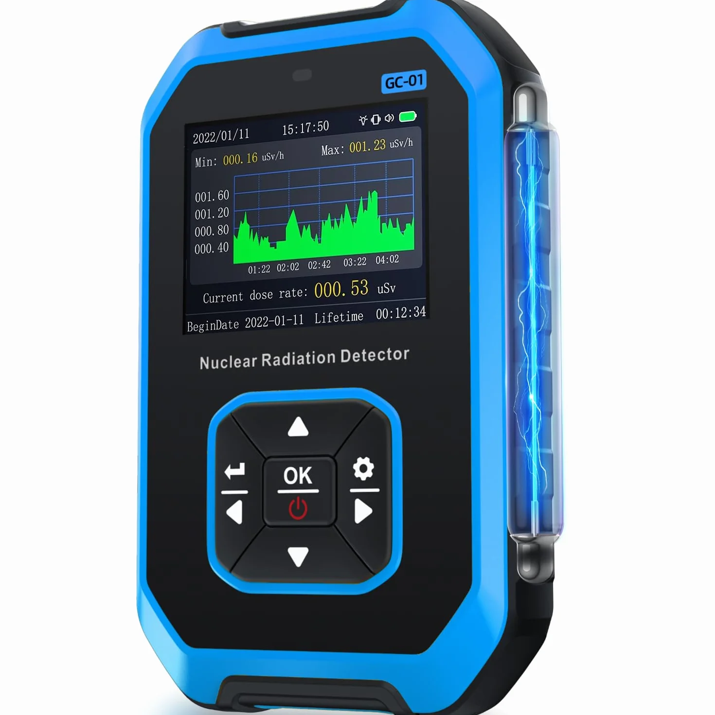 FNIRSI GC-01 Contatore Geiger Rilevatore di Radiazioni Nucleari Dosimetro LCD Portatile Beta Gamma X