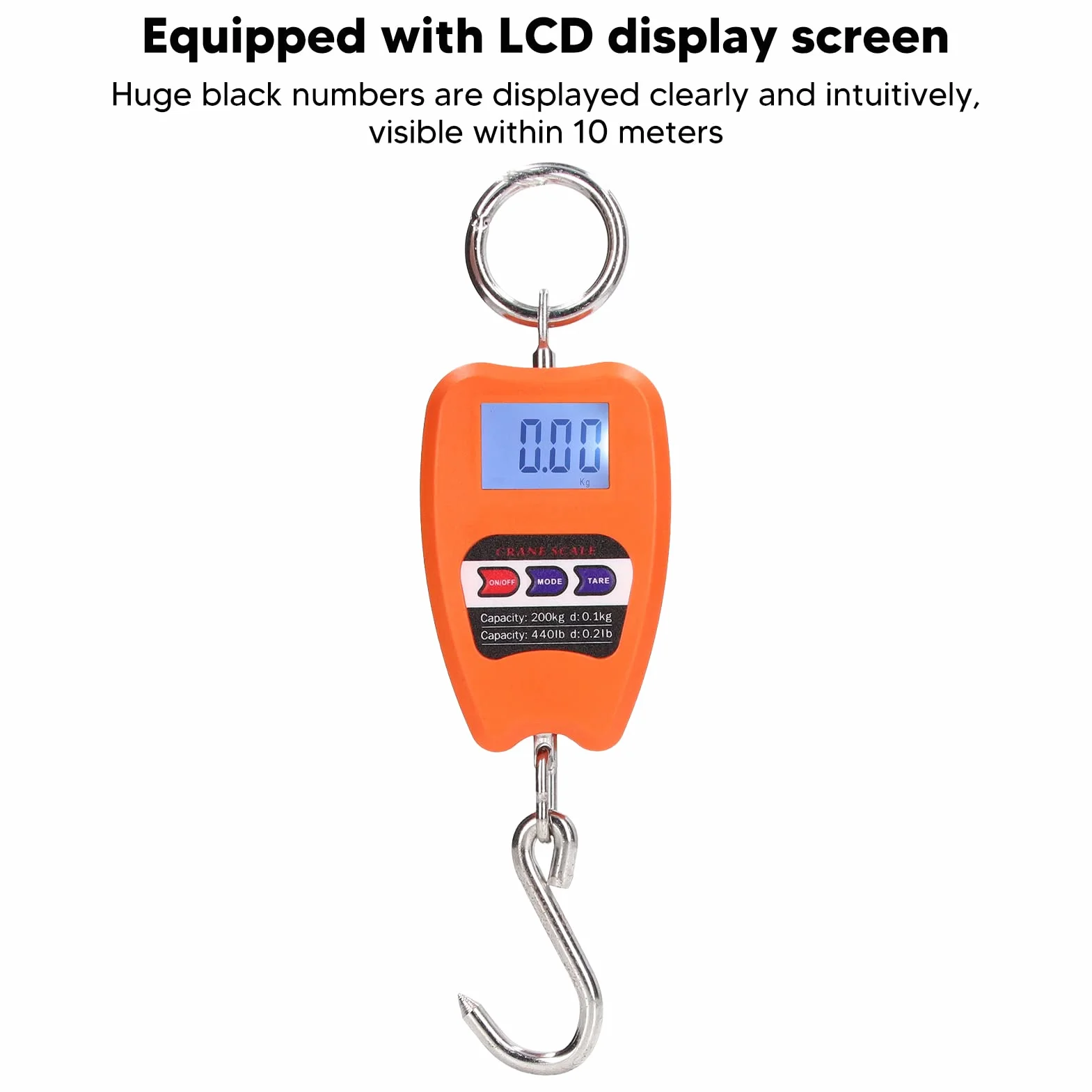 Bilancia Digitale Pesa con Gancio 440 lb/200 kg Portatile con Display LCD Retroilluminato