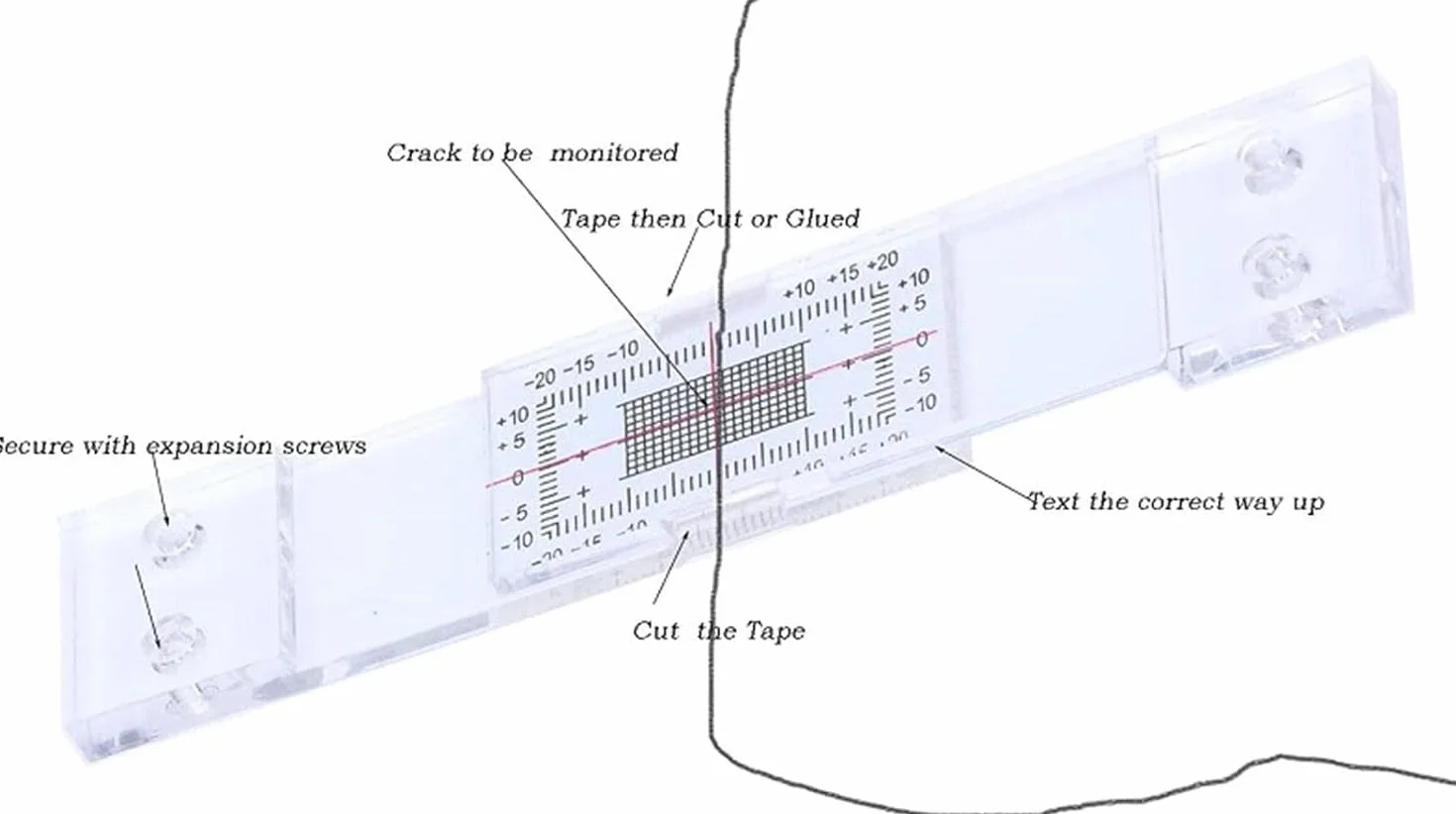 Crack Gauge Monitor Manuale per Misurazione Lesioni e Crepe Muratura 3 Set
