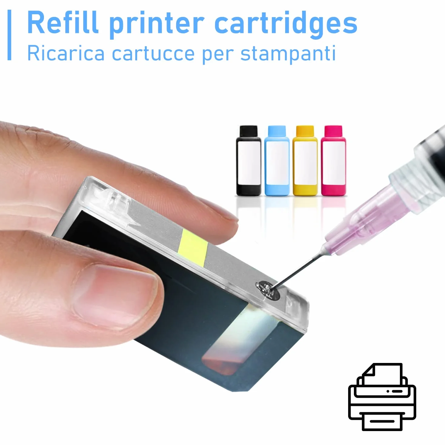 Siringa in plastica 10ml punta Luer Lock, confezione da 3pz siringhe di plastica, Ago 7 cm, per Laboratori Scientifici, Ricarica Inchiostro Cartucce stampante, per Animali Domestici, giardinaggio, ecc