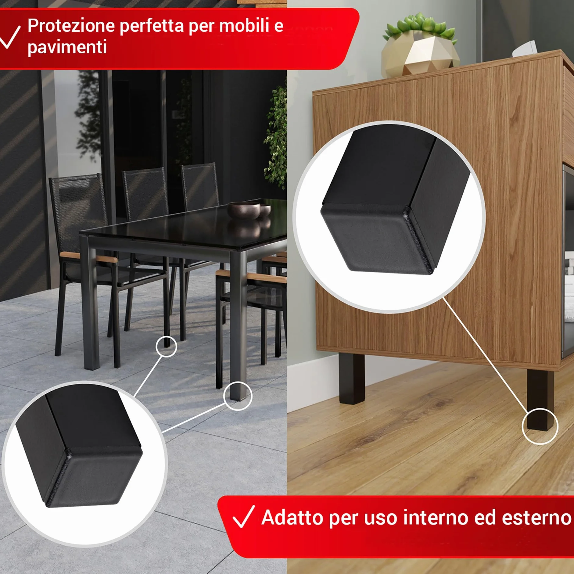 LouMaxx Tappi lamellari 50 x 50 mm, copertura per tubo nero, tappi per tubi quadrati 50 x 50 mm, tappi quadrati per tubi in plastica robusta, tappi per pali come tappo di copertura