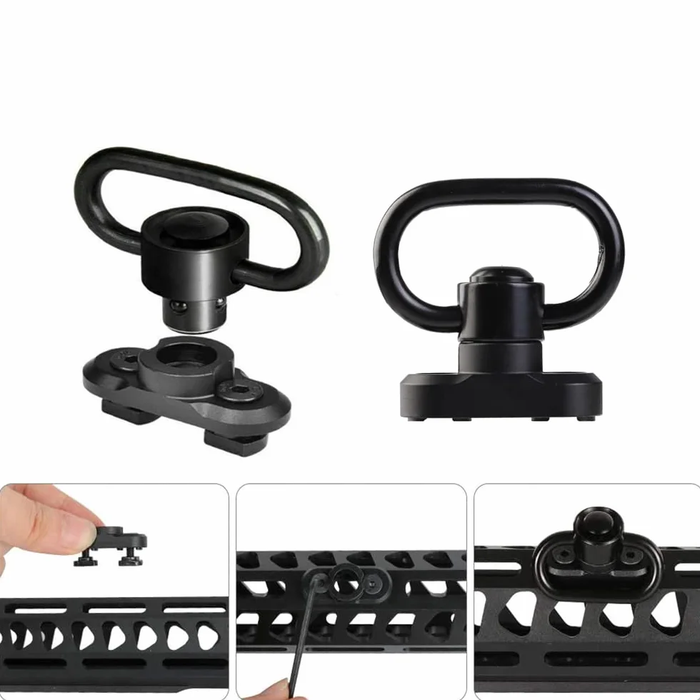 Kit di Montaggio Girevole QD per Cinghie da 3,2 cm con Pulsante di Rimozione Rapida, Adattatore per Cinghie e Base Girevole a 360°, per Protezione del Carrello