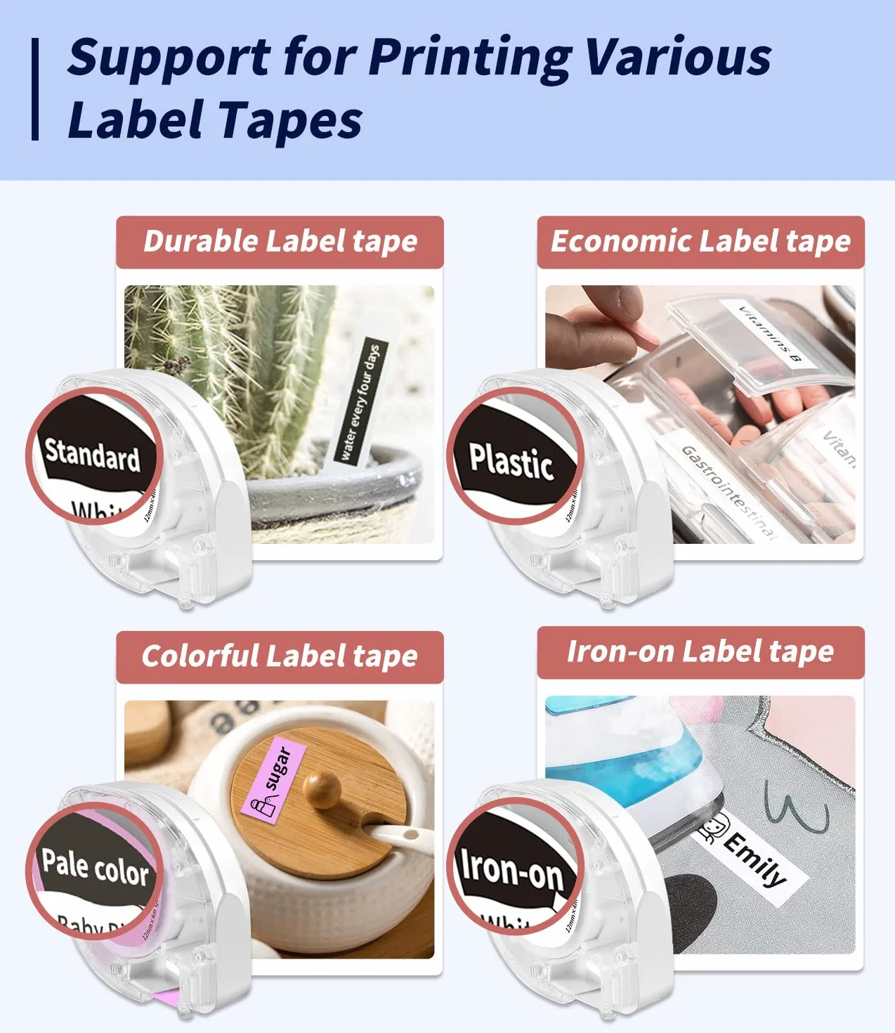 Phomemo P12 Mini Etichettatrice Bluetooth, Stampante Etichette Adesive con nastro, Label Maker che Stampa Etichette Adesive, Etichette per Stoffe e Nastri Satinati per La Casa e Cucina-Rosa