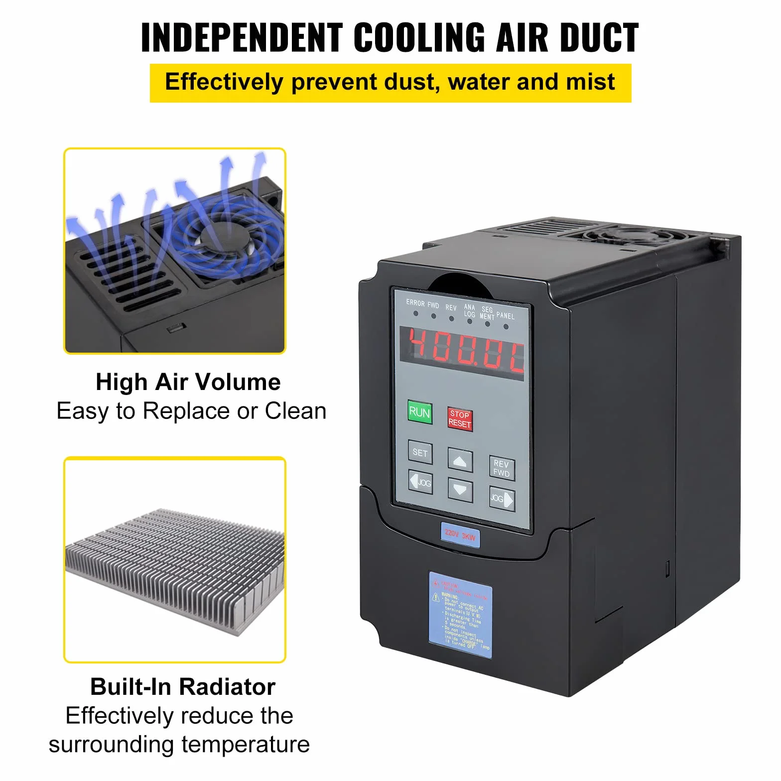 VEVOR Inverter Motore 220V 3KW 4HP Trasformatore Professionale VFD Velocità Controllato Variatore Di Frequenza