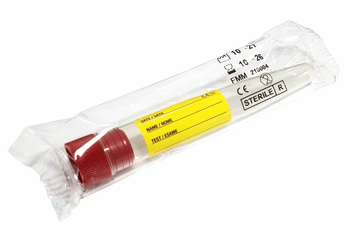 Provette Sterili per Analisi Urine 12ML con Etichetta, Fiale Graduate con Tappo a Pressione, KIT 2 PZ