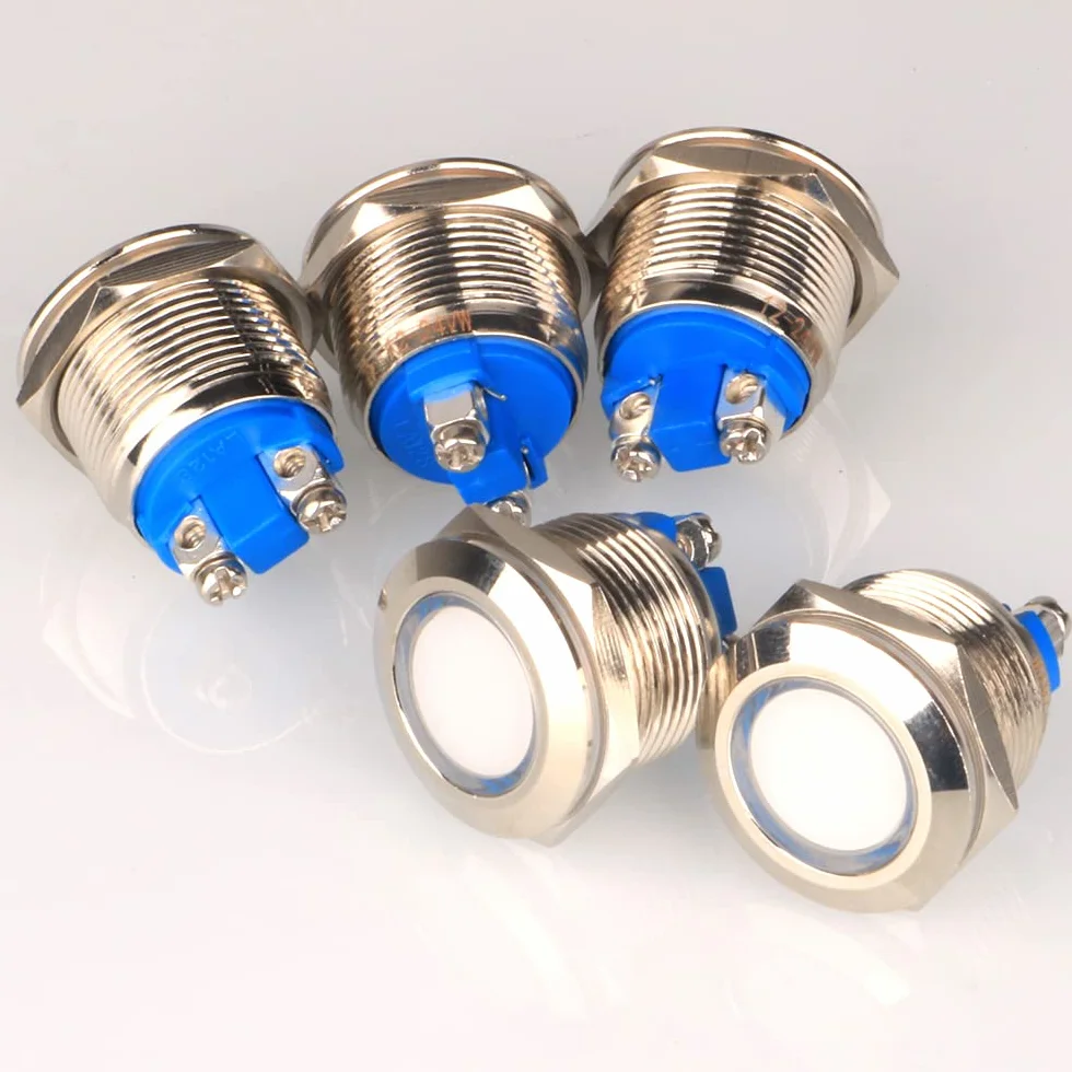 GUUZI 5pcs 12V-24V 19mm LED Indicatore Luminoso in Metallo Lampada di Segnalazione Impermeabile con Cavo(Bianco)