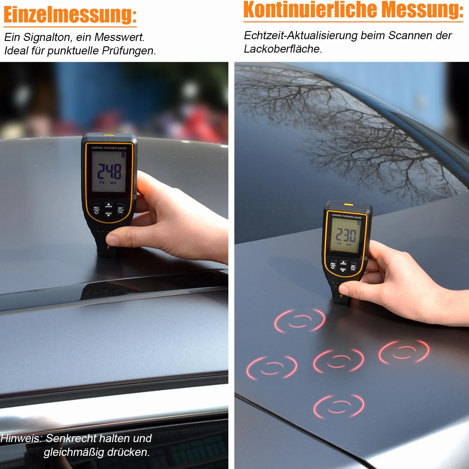 Spessimetro per Vernice Professionale 2999µm 0.1µm Auto Fe/NFe Display 180°