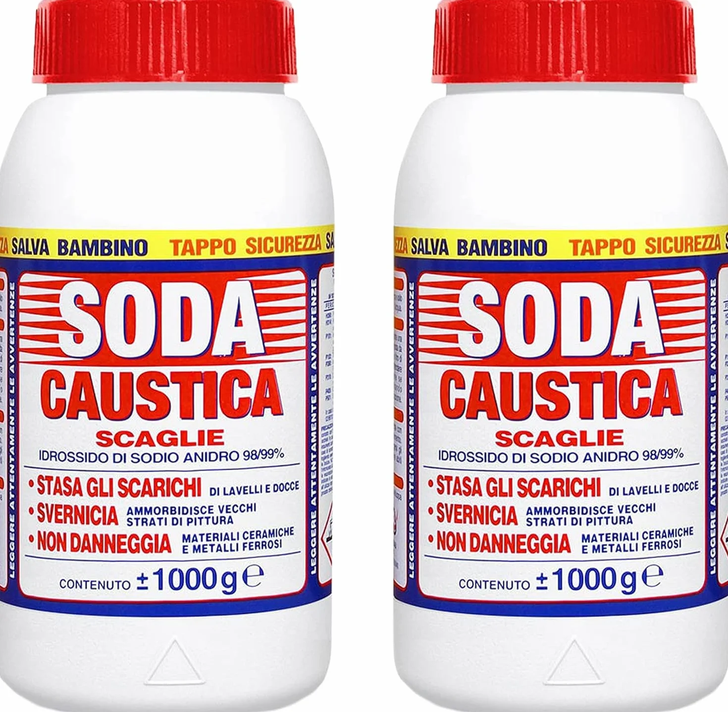 Soda Caustica a Scaglie 2 Kg Rocard per Uso Industriale e Domestico