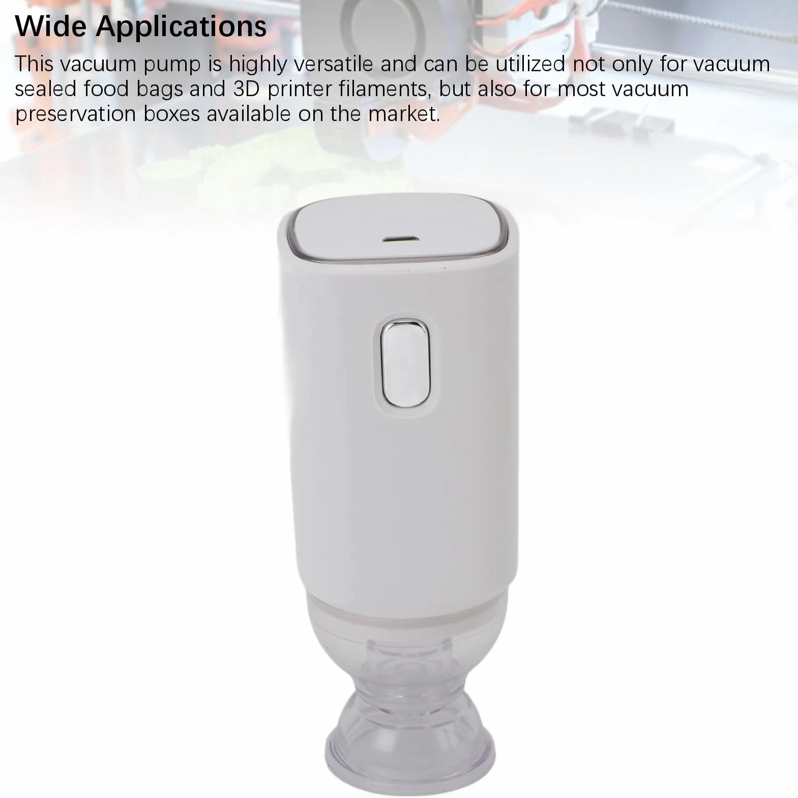 Pompa per Vuoto a Filamento Stampante 3D, Pompa Automatica Efficiente 90W USB per Borse di Conservazione, ABS Ricaricabile, Leggero per Ufficio e Casa