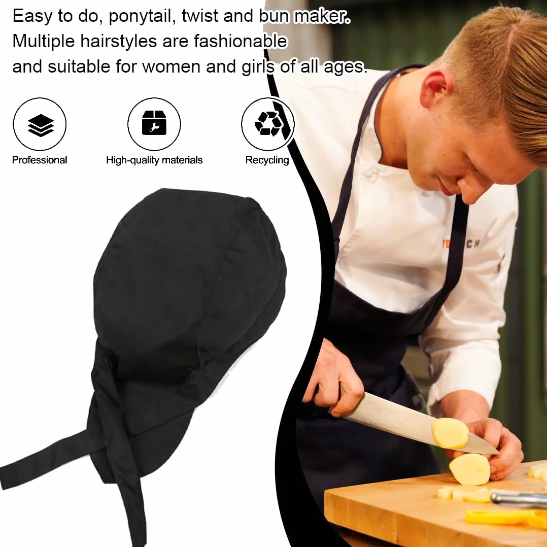 Cappello da Cuoco Regolabile Nero Unisex per Adulti Lavoro Hotel