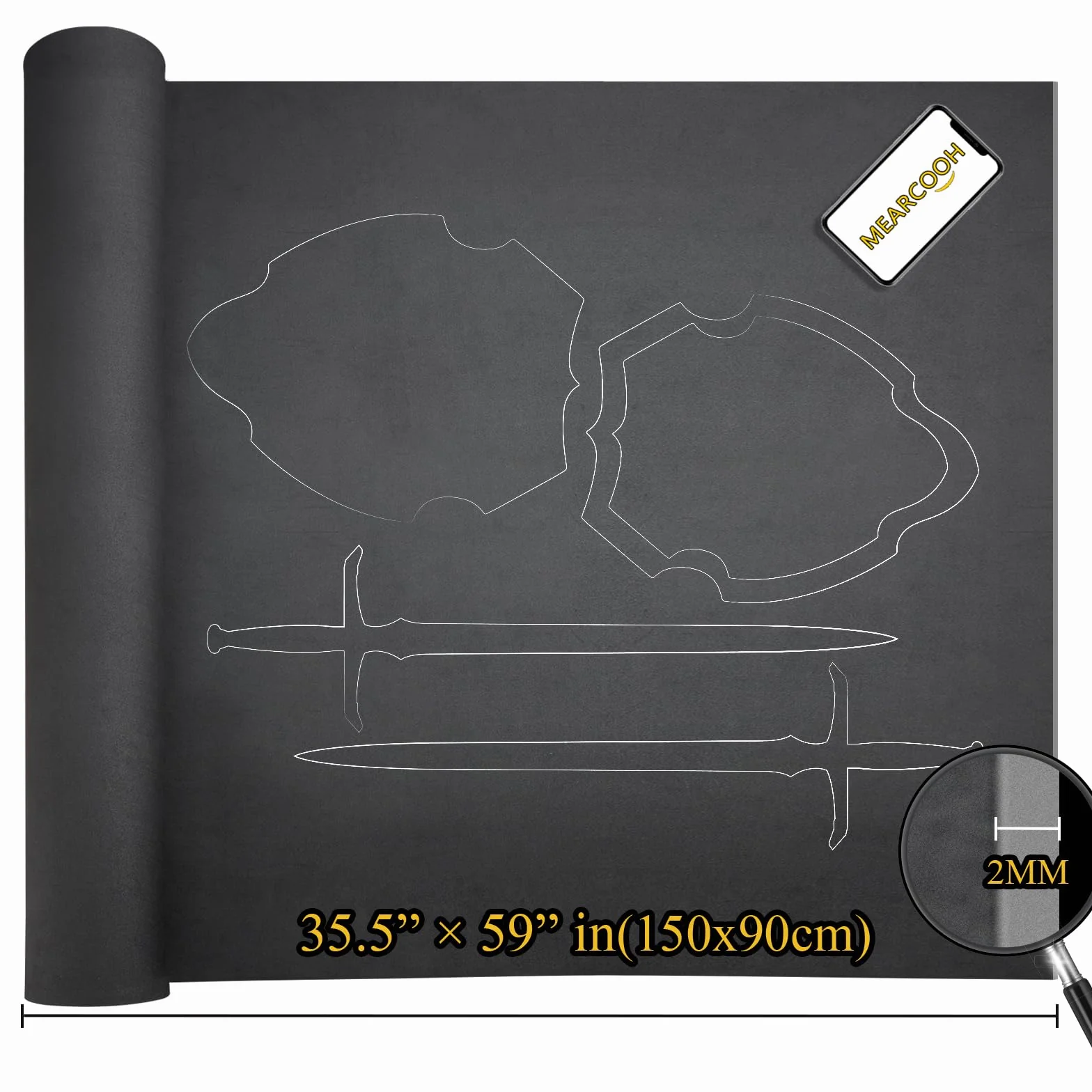 MEARCOOH Nero Schiuma Eva 2mm 150cm*90cm Cosplay Gomma Eva Gommapiuma densità 86kg/m3