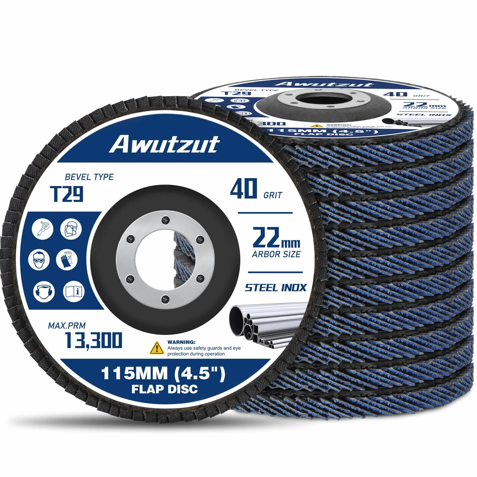 Dischi lamellari 115mm Grana 40 per Smerigliatrice il Ferro Legno Dischi Abrasivi 10 Pezzi