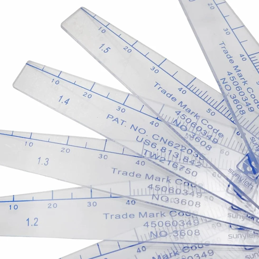 Calibro in plastica 0,05-3 mm misuratore metrico 21 fogli