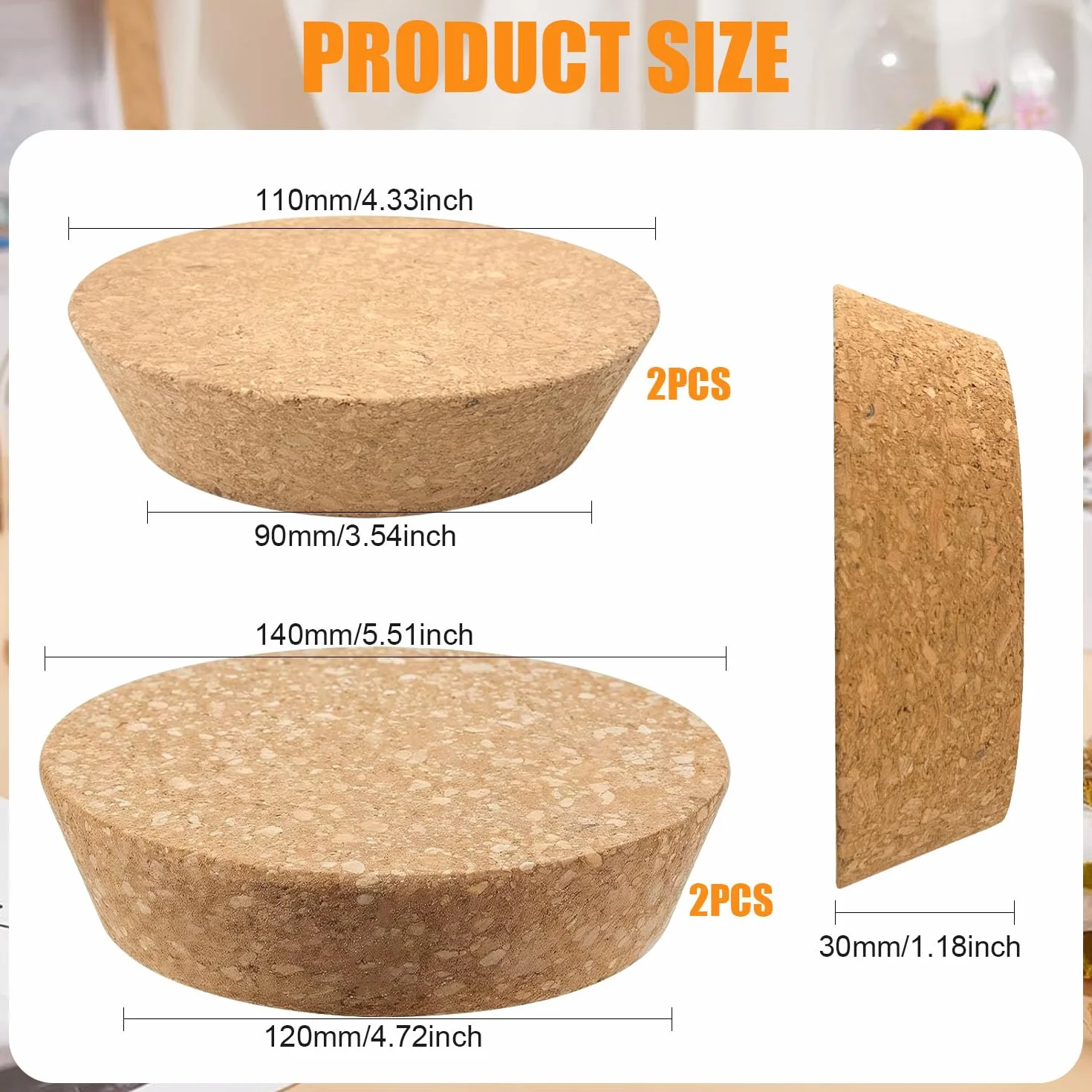 Tappi in sughero conici 110x90x30 mm 140x120x30 mm per progetti fai da te